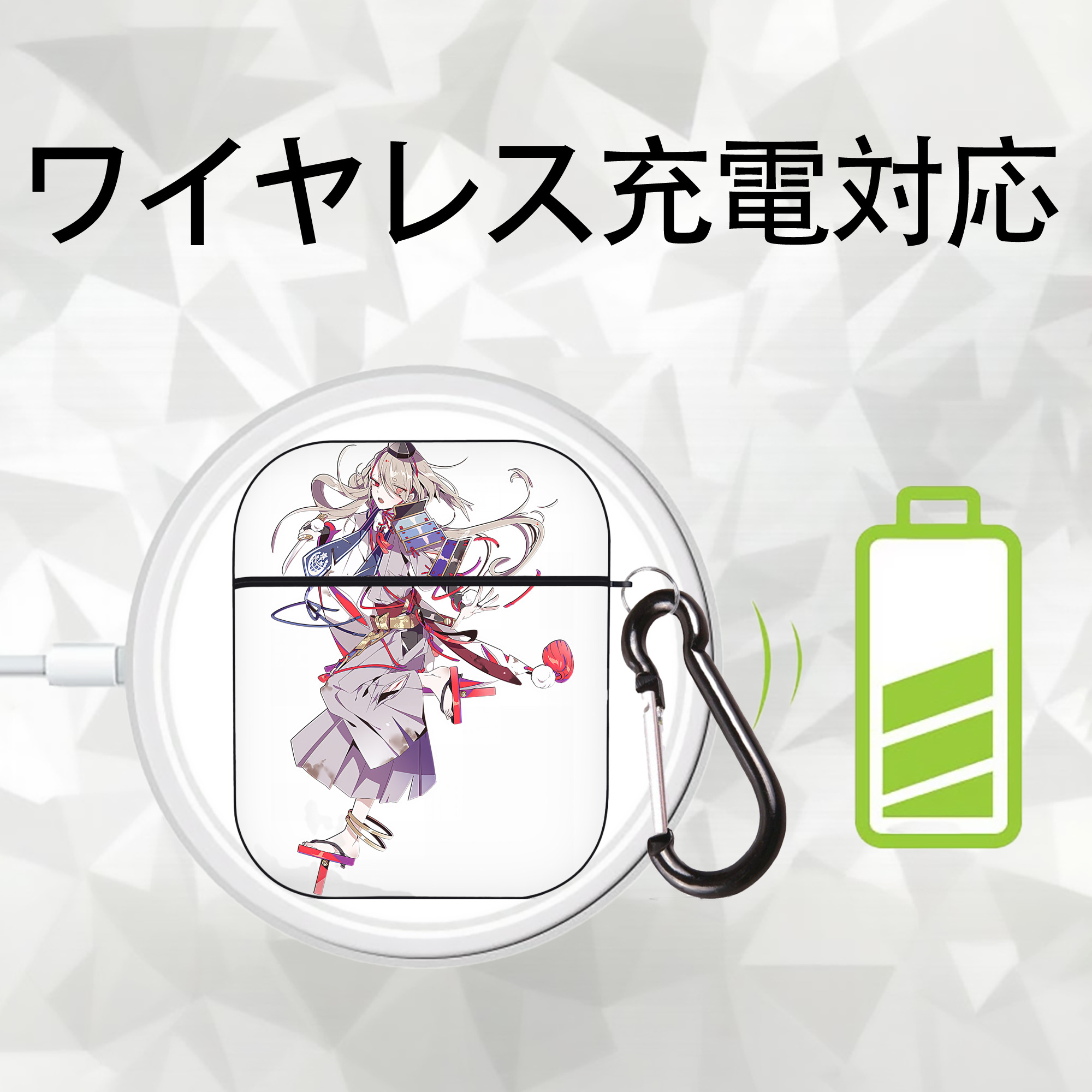 刀剣乱舞 Touken Ranbu AirPods 第2世代保護ケース ハードシェル ブラック 耐衝撃・防指紋・カラビナ付き