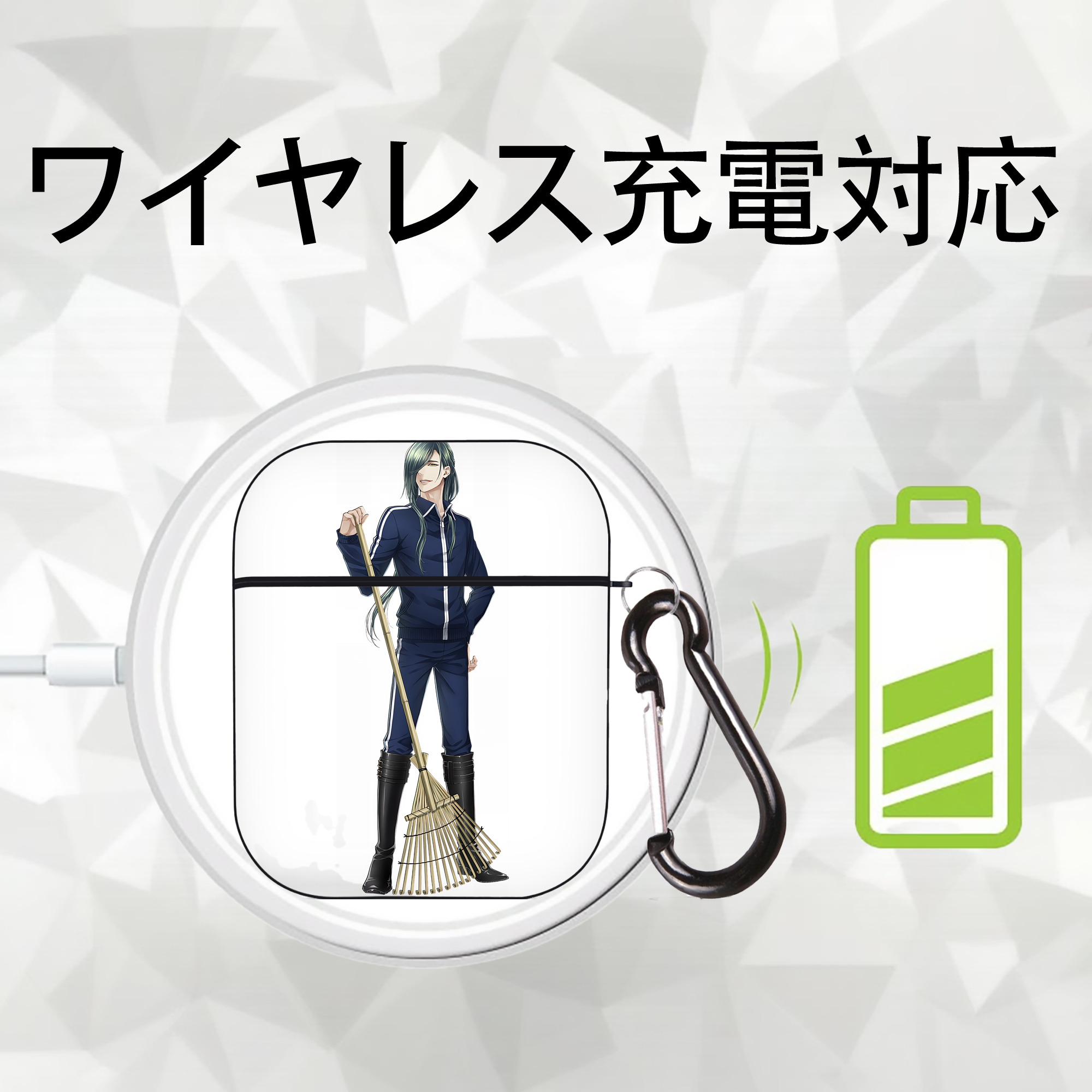 刀剣乱舞 Touken Ranbu AirPods 第2世代保護ケース ハードシェル ブラック 耐衝撃・防指紋・カラビナ付き