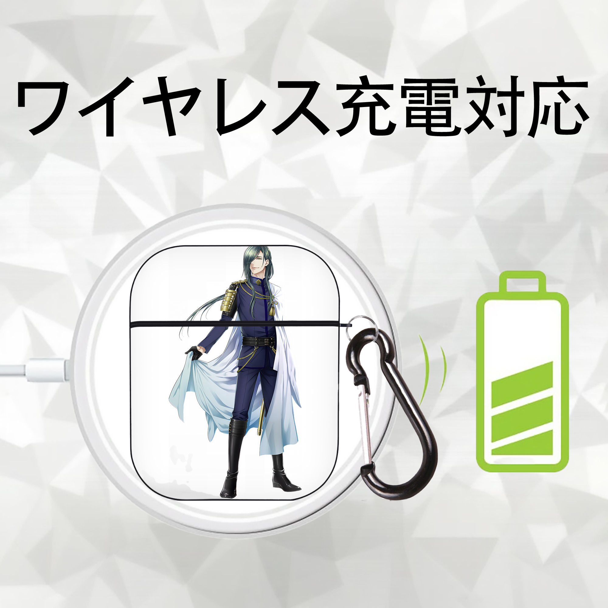 刀剣乱舞 Touken Ranbu AirPods 第2世代保護ケース ハードシェル ブラック 耐衝撃・防指紋・カラビナ付き