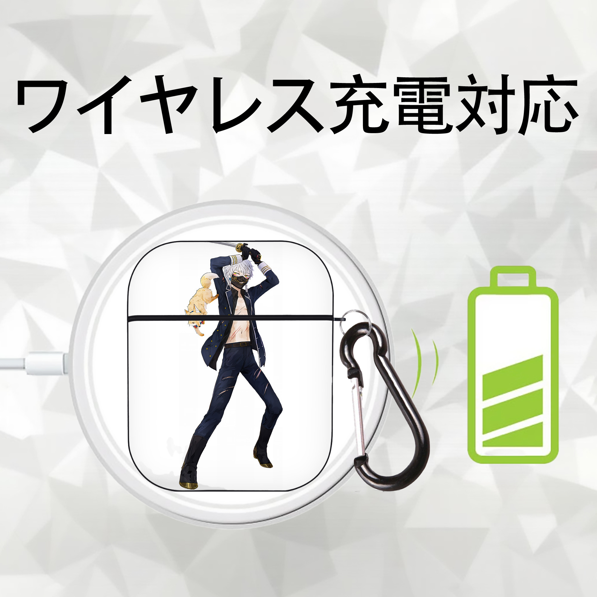 刀剣乱舞 Touken Ranbu AirPods 第2世代保護ケース ハードシェル ブラック 耐衝撃・防指紋・カラビナ付き