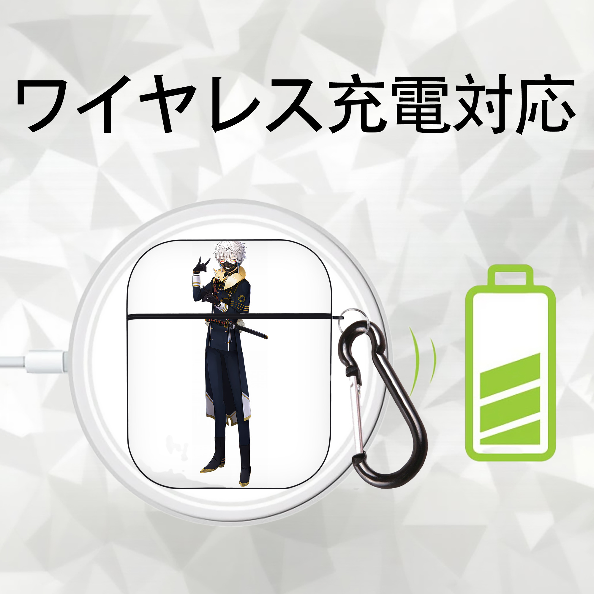 刀剣乱舞 Touken Ranbu AirPods 第2世代保護ケース ハードシェル ブラック 耐衝撃・防指紋・カラビナ付き