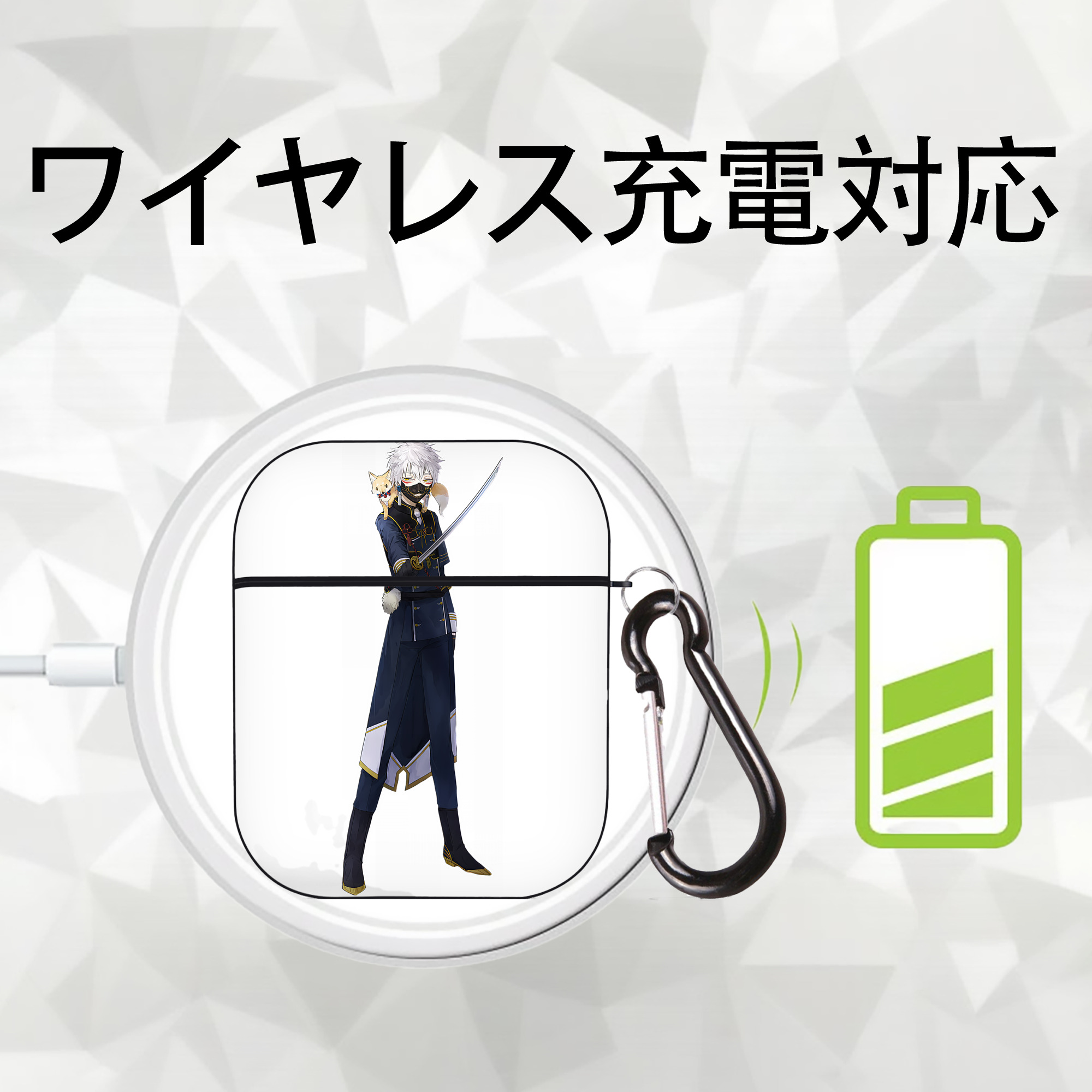 刀剣乱舞 Touken Ranbu AirPods 第2世代保護ケース ハードシェル ブラック 耐衝撃・防指紋・カラビナ付き