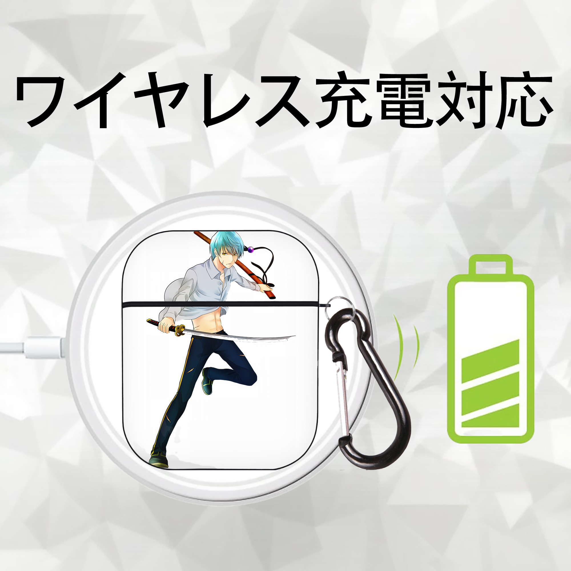 刀剣乱舞 Touken Ranbu AirPods 第2世代保護ケース ハードシェル ブラック 耐衝撃・防指紋・カラビナ付き