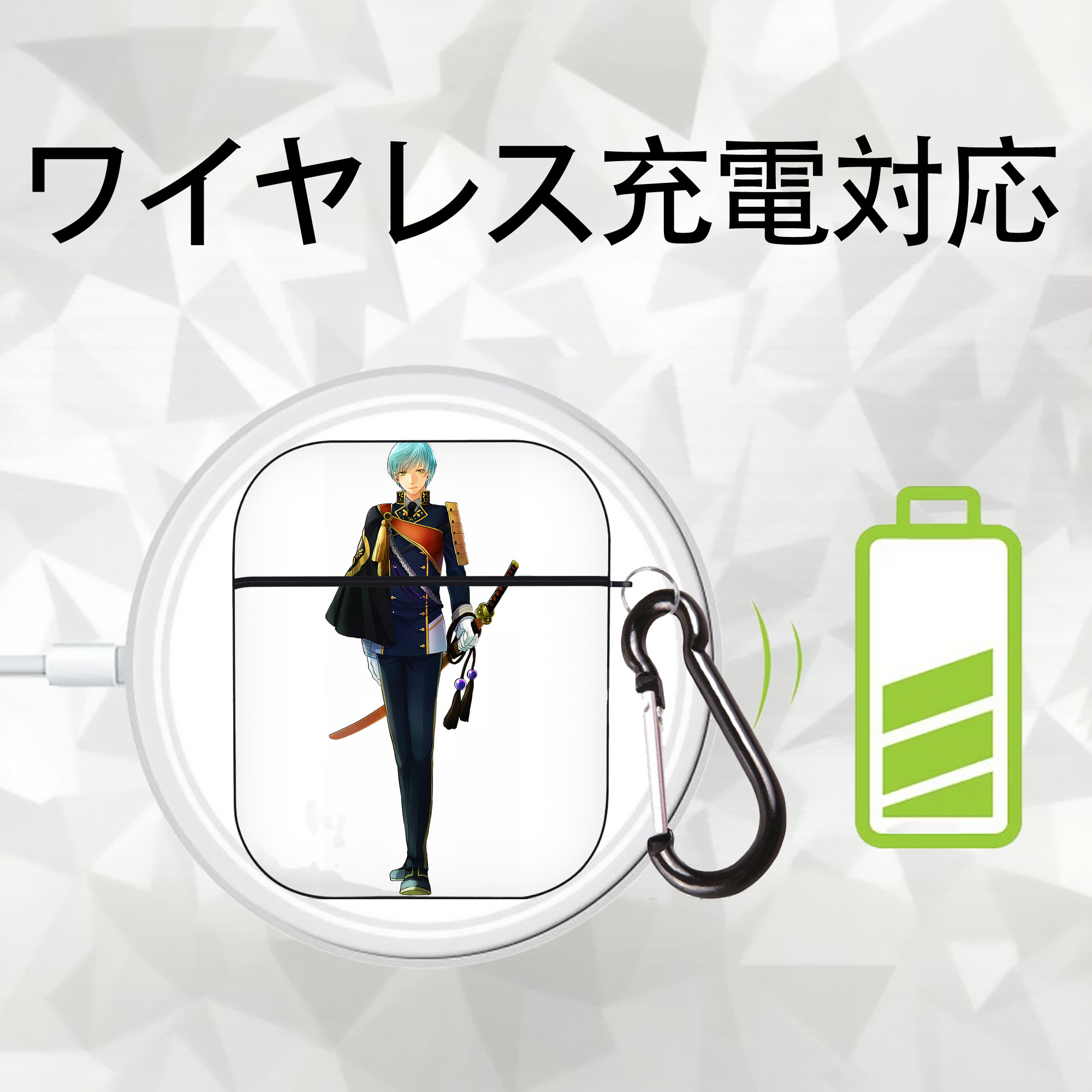 刀剣乱舞 Touken Ranbu AirPods 第2世代保護ケース ハードシェル ブラック 耐衝撃・防指紋・カラビナ付き