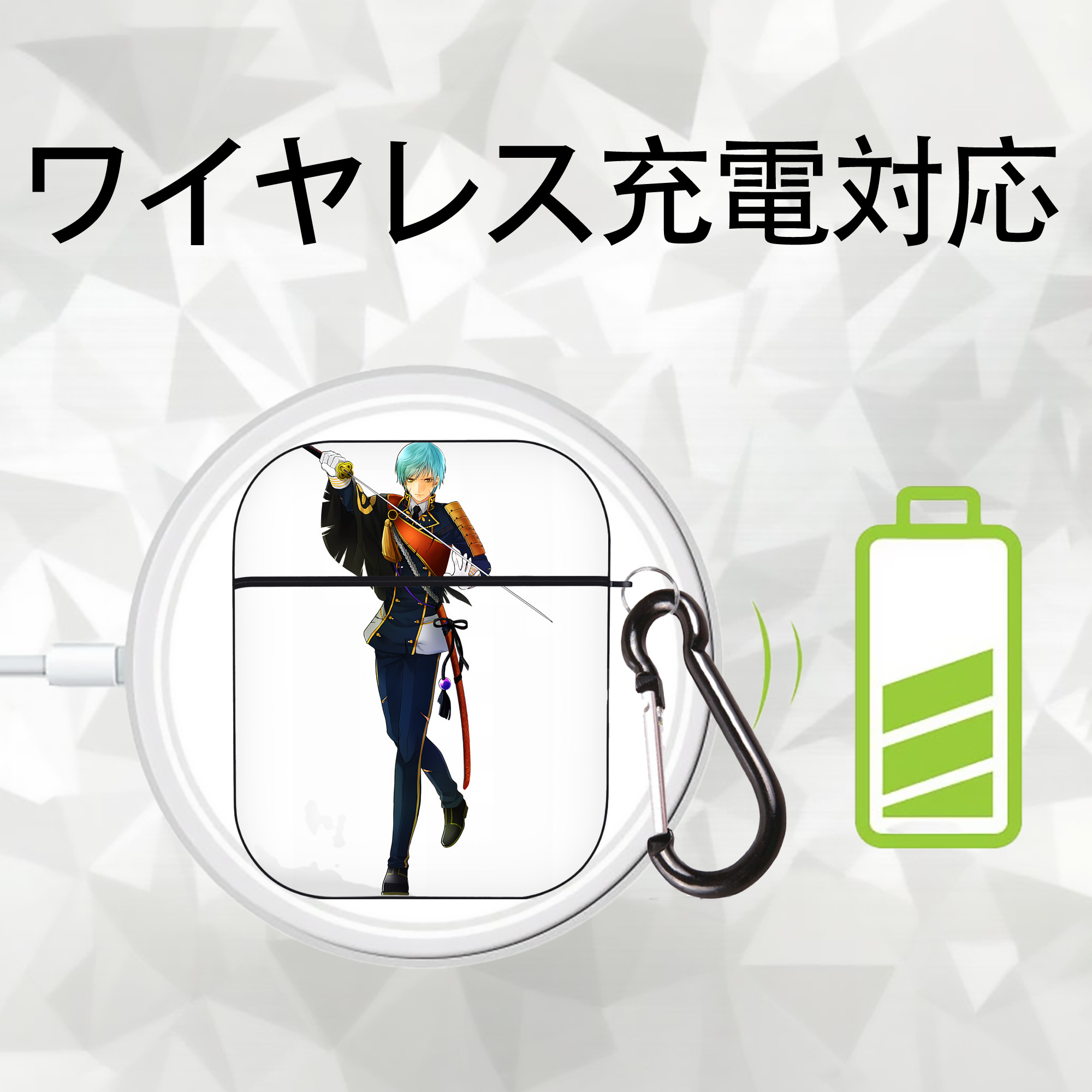 刀剣乱舞 Touken Ranbu AirPods 第2世代保護ケース ハードシェル ブラック 耐衝撃・防指紋・カラビナ付き
