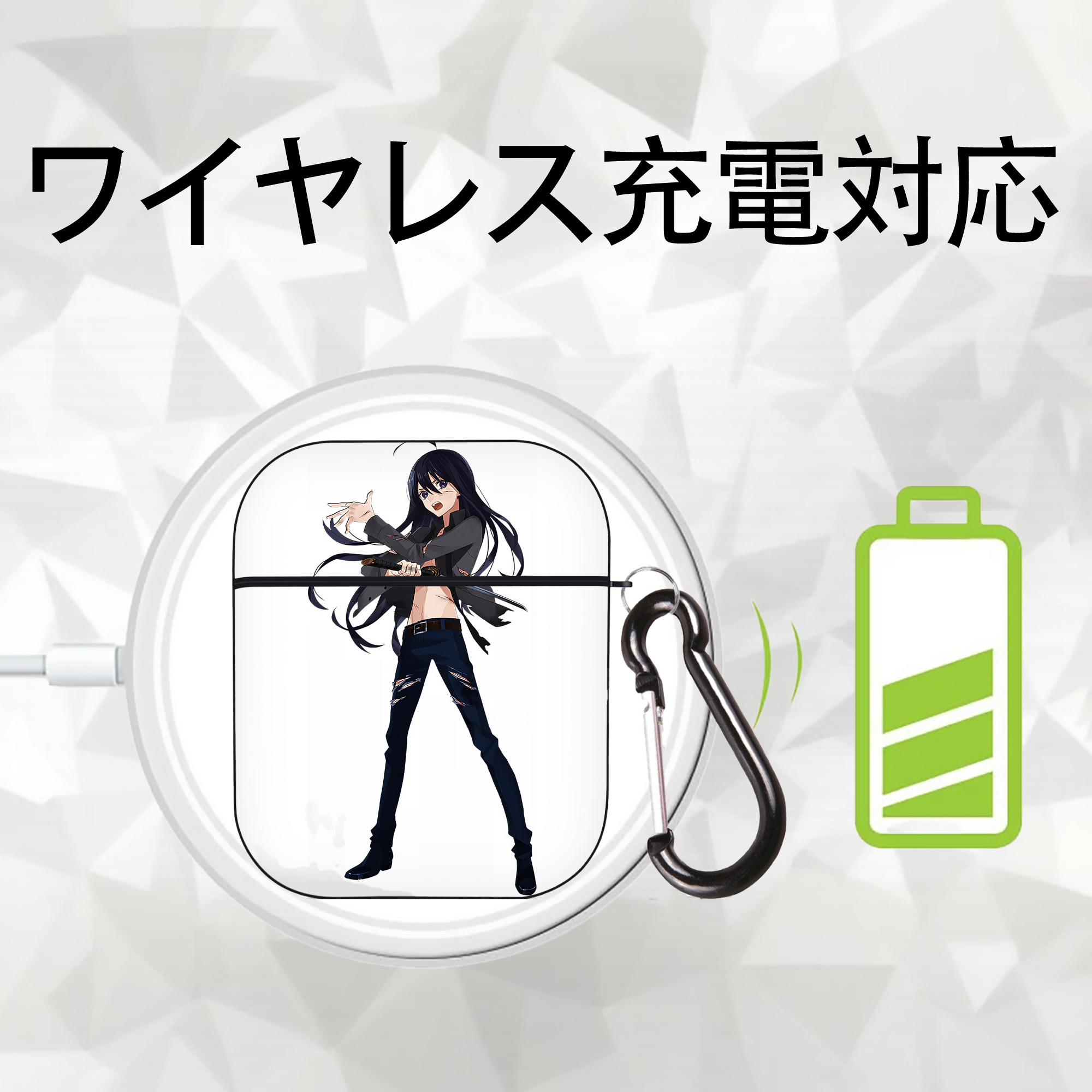 刀剣乱舞 Touken Ranbu AirPods 第2世代保護ケース ハードシェル ブラック 耐衝撃・防指紋・カラビナ付き