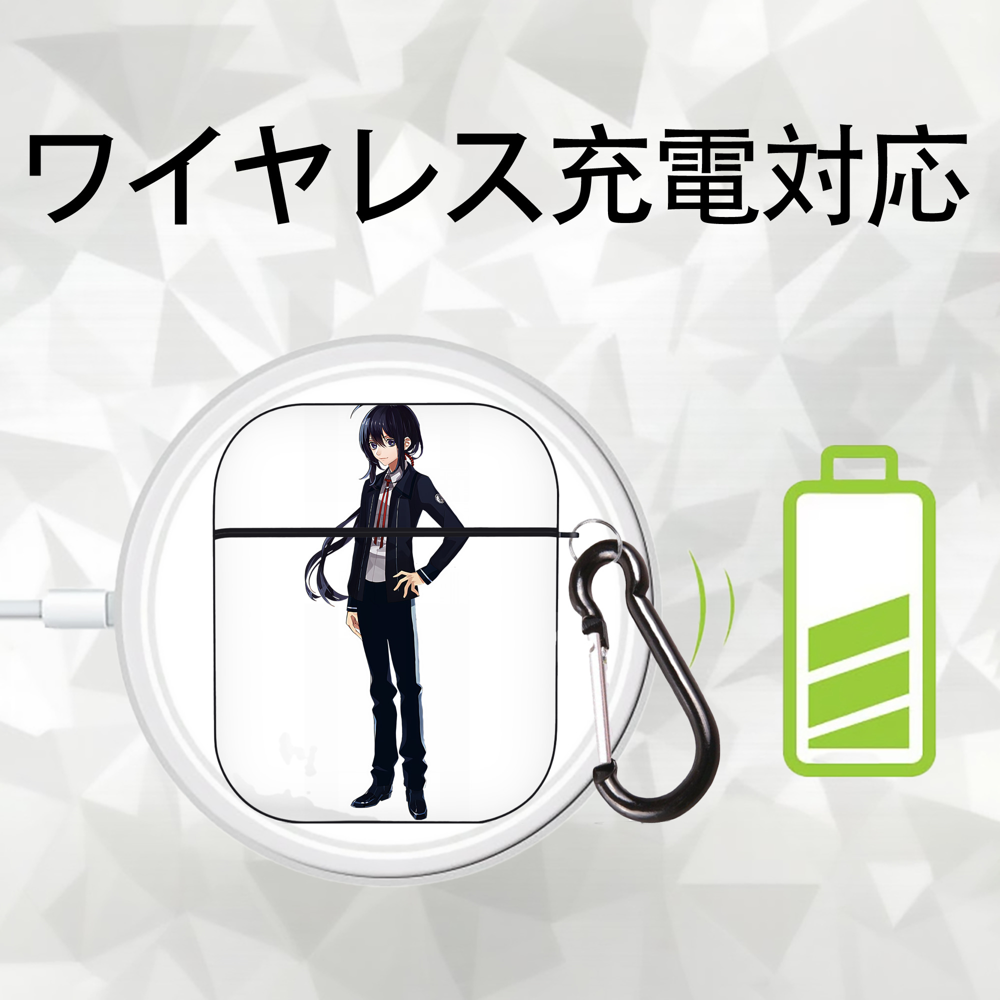 刀剣乱舞 Touken Ranbu AirPods 第2世代保護ケース ハードシェル ブラック 耐衝撃・防指紋・カラビナ付き