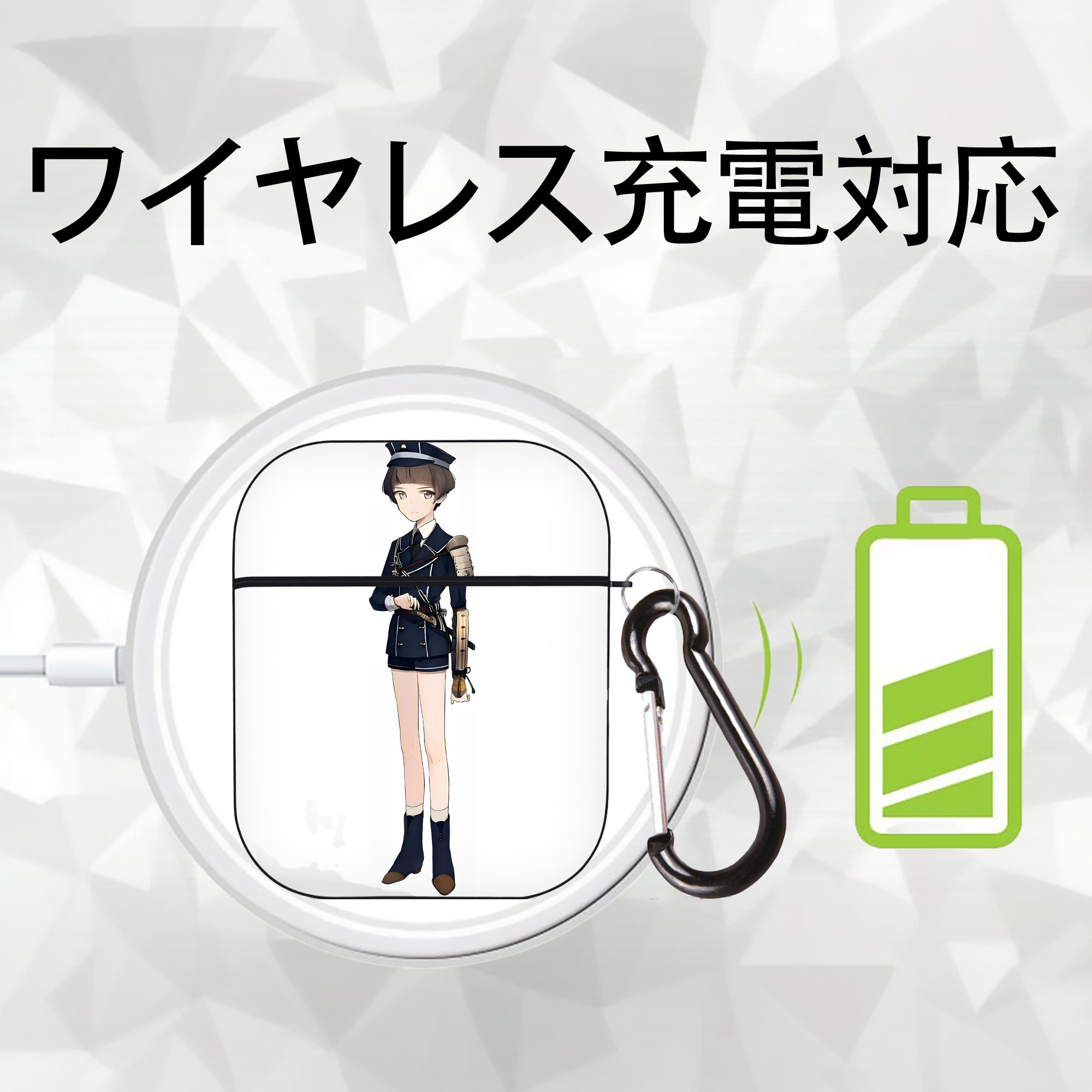 刀剣乱舞 Touken Ranbu AirPods 第2世代保護ケース ハードシェル ブラック 耐衝撃・防指紋・カラビナ付き