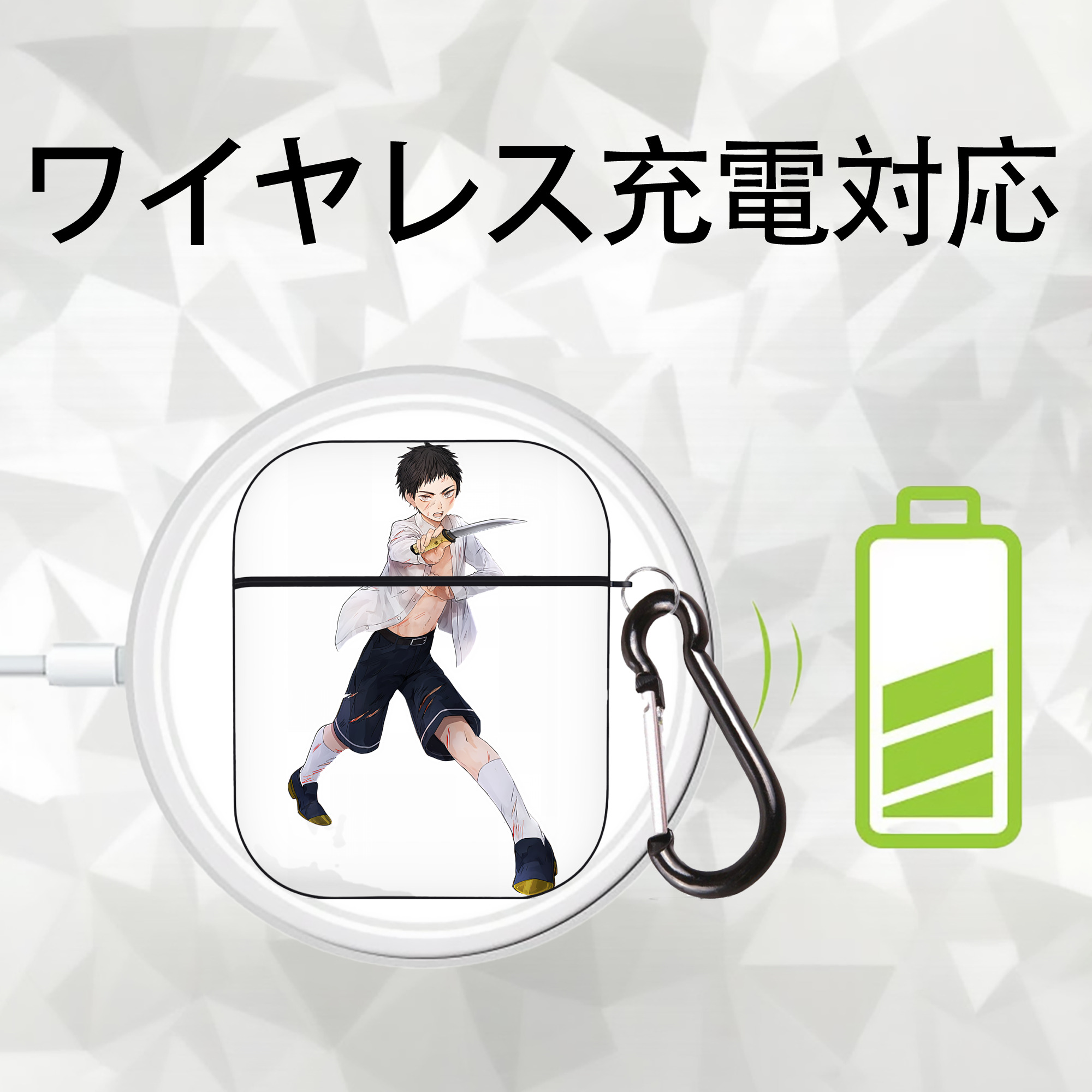 刀剣乱舞 Touken Ranbu AirPods 第2世代保護ケース ハードシェル ブラック 耐衝撃・防指紋・カラビナ付き