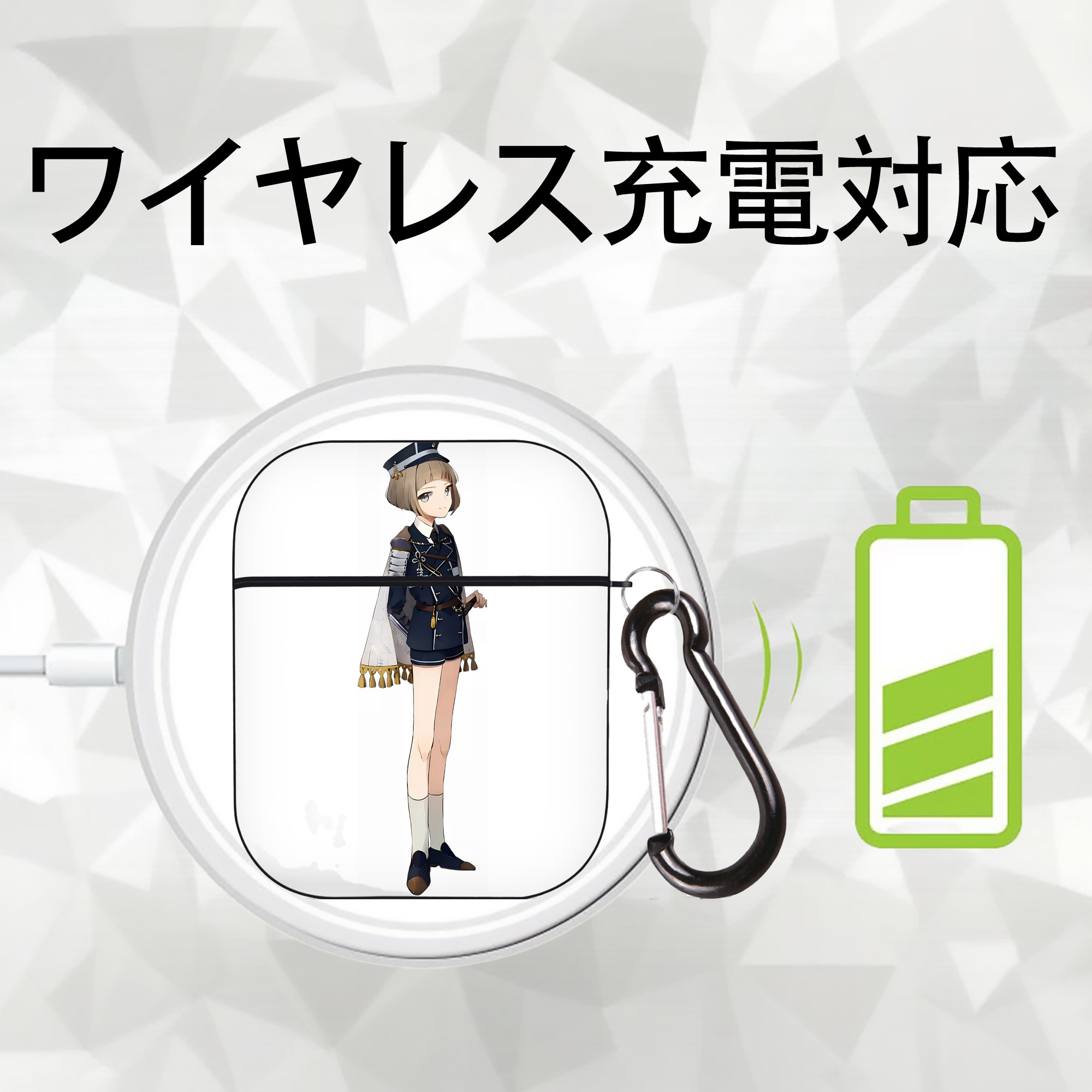 刀剣乱舞 Touken Ranbu AirPods 第2世代保護ケース ハードシェル ブラック 耐衝撃・防指紋・カラビナ付き