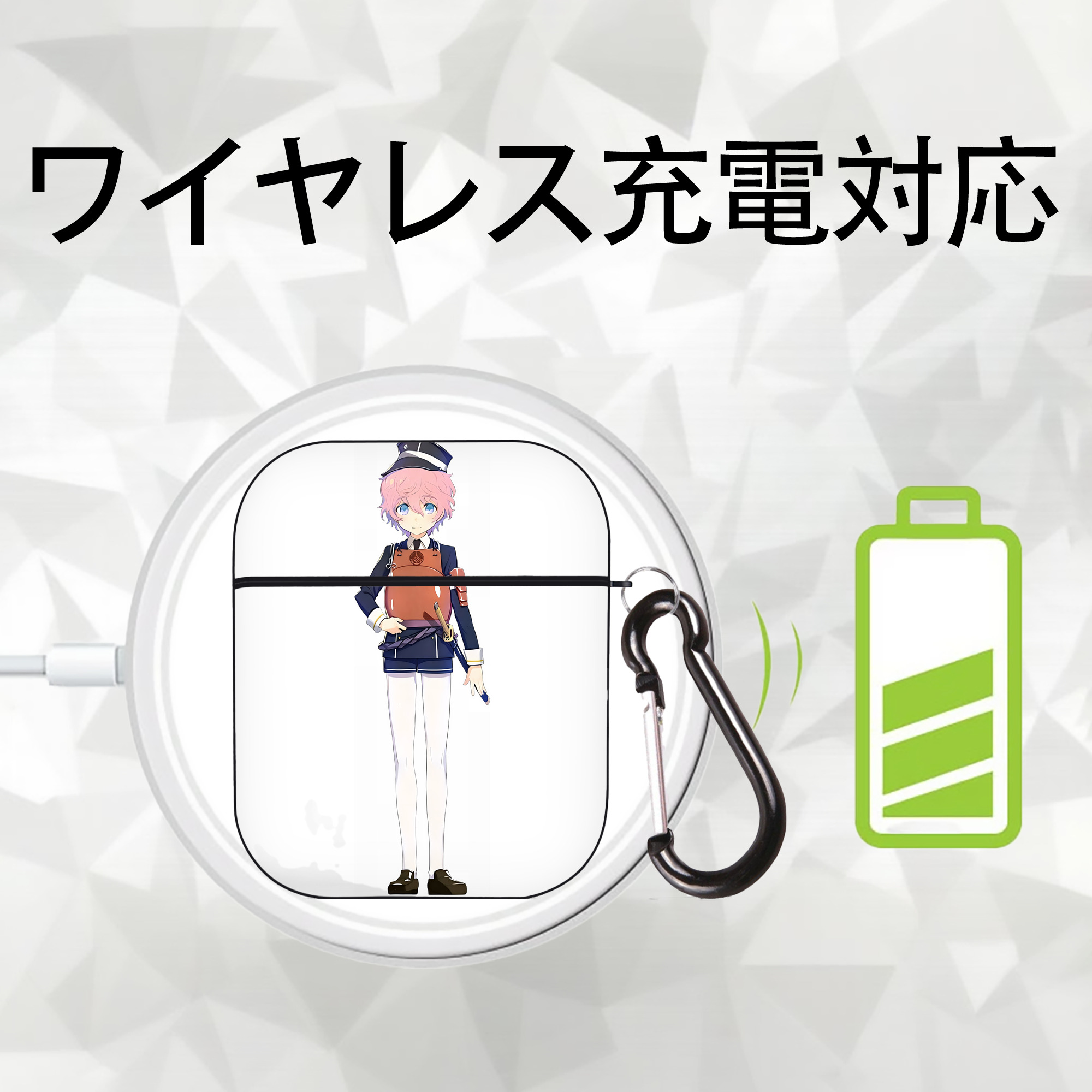 刀剣乱舞 Touken Ranbu AirPods 第2世代保護ケース ハードシェル ブラック 耐衝撃・防指紋・カラビナ付き