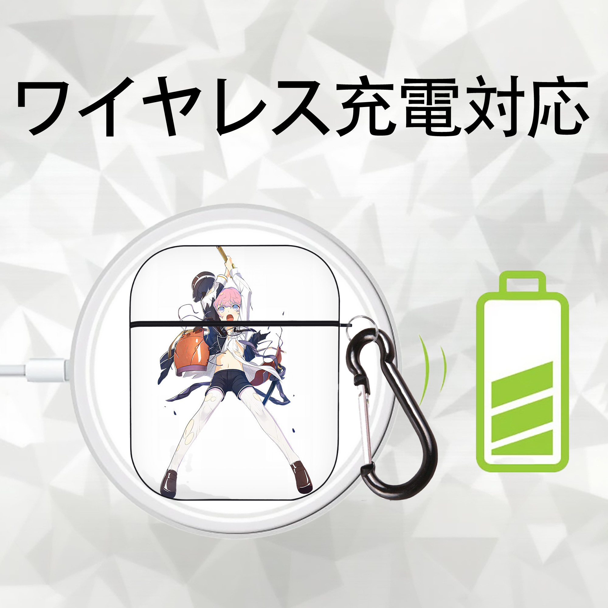 刀剣乱舞 Touken Ranbu AirPods 第2世代保護ケース ハードシェル ブラック 耐衝撃・防指紋・カラビナ付き