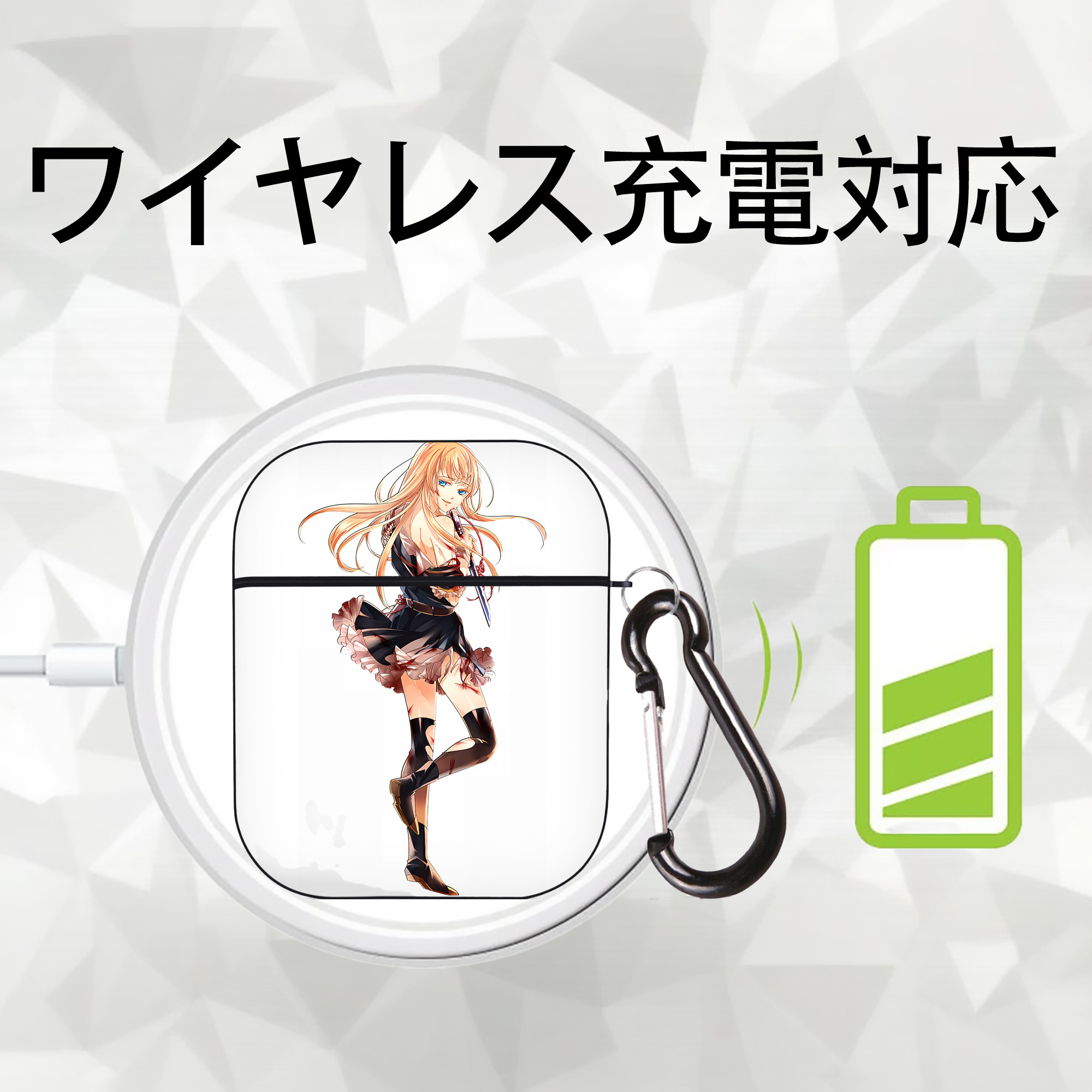 刀剣乱舞 Touken Ranbu AirPods 第2世代保護ケース ハードシェル ブラック 耐衝撃・防指紋・カラビナ付き