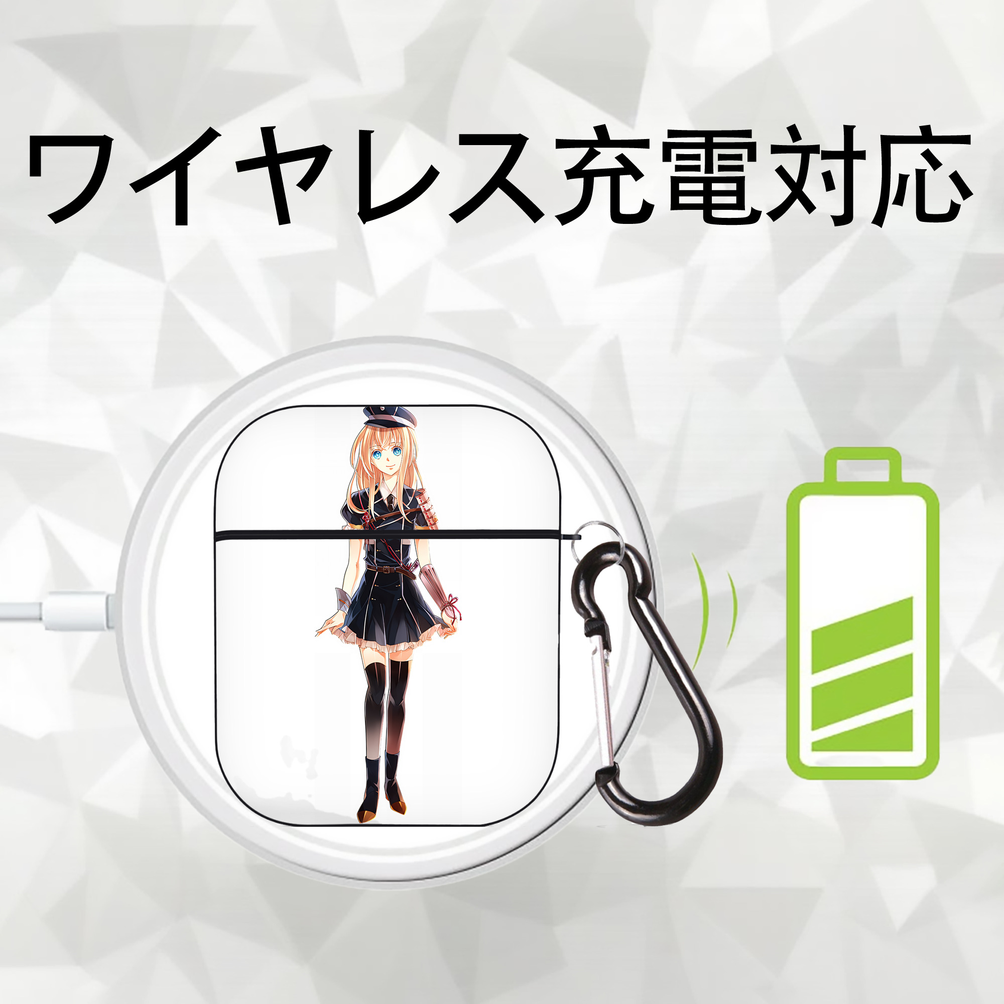 刀剣乱舞 Touken Ranbu AirPods 第2世代保護ケース ハードシェル ブラック 耐衝撃・防指紋・カラビナ付き