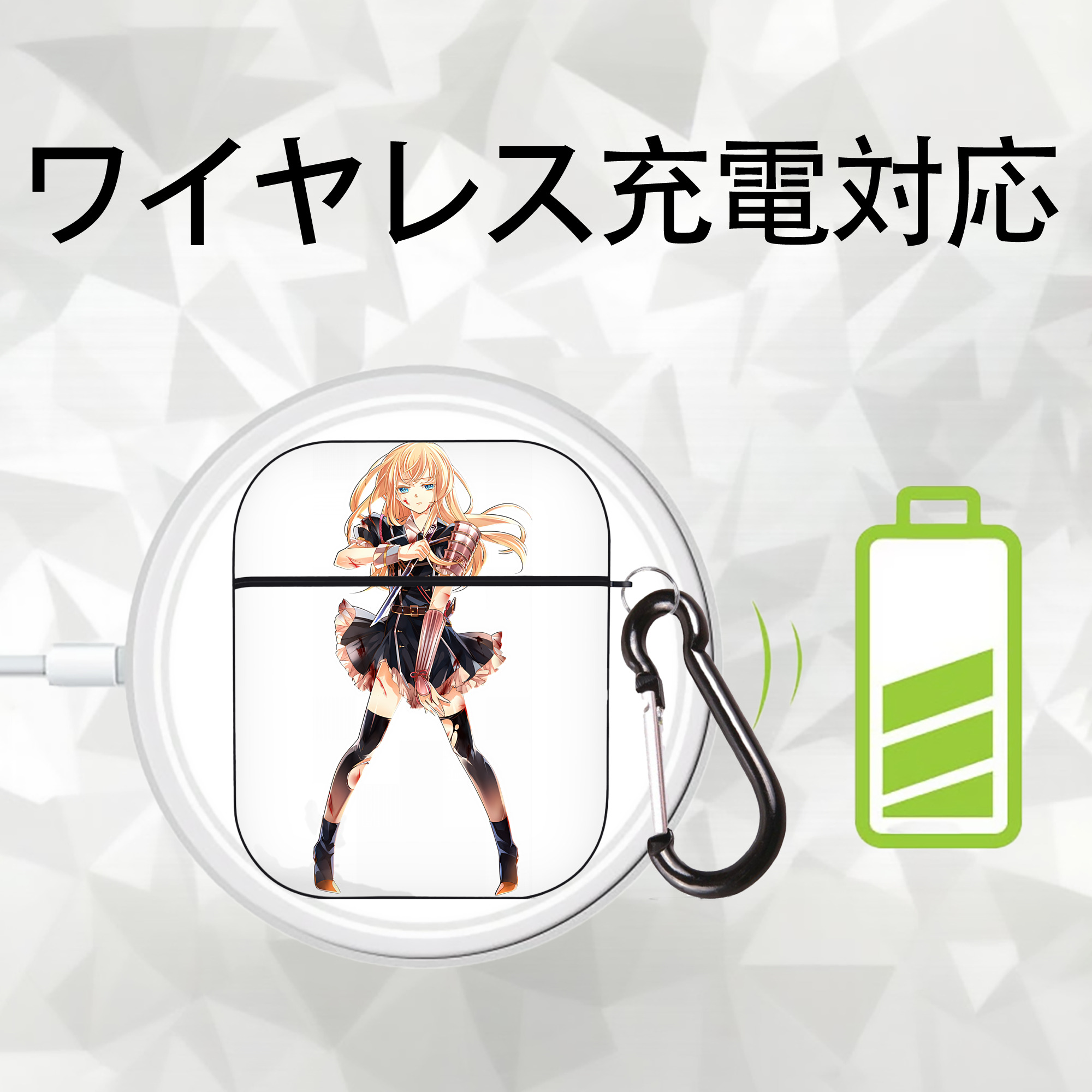 刀剣乱舞 Touken Ranbu AirPods 第2世代保護ケース ハードシェル ブラック 耐衝撃・防指紋・カラビナ付き