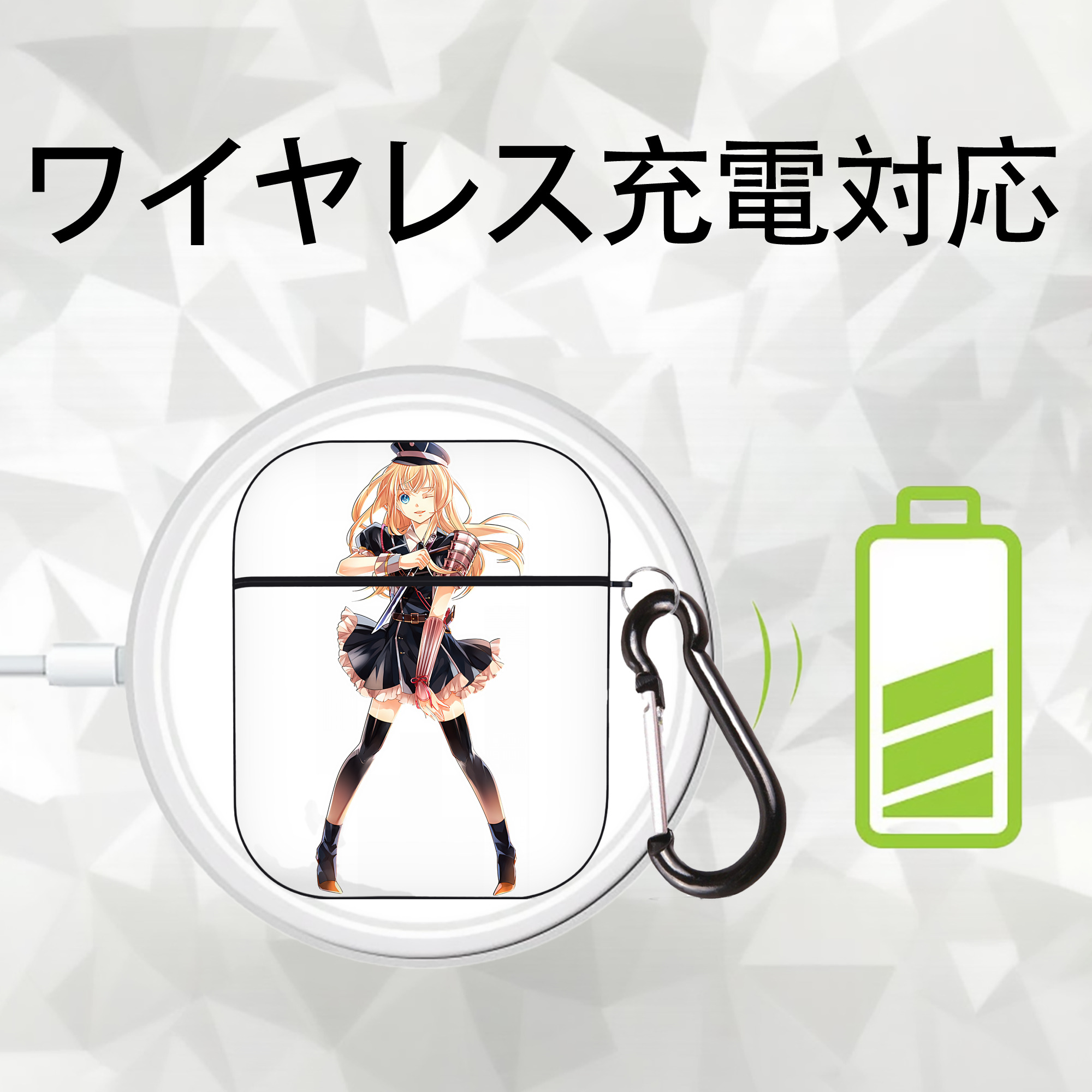 刀剣乱舞 Touken Ranbu AirPods 第2世代保護ケース ハードシェル ブラック 耐衝撃・防指紋・カラビナ付き