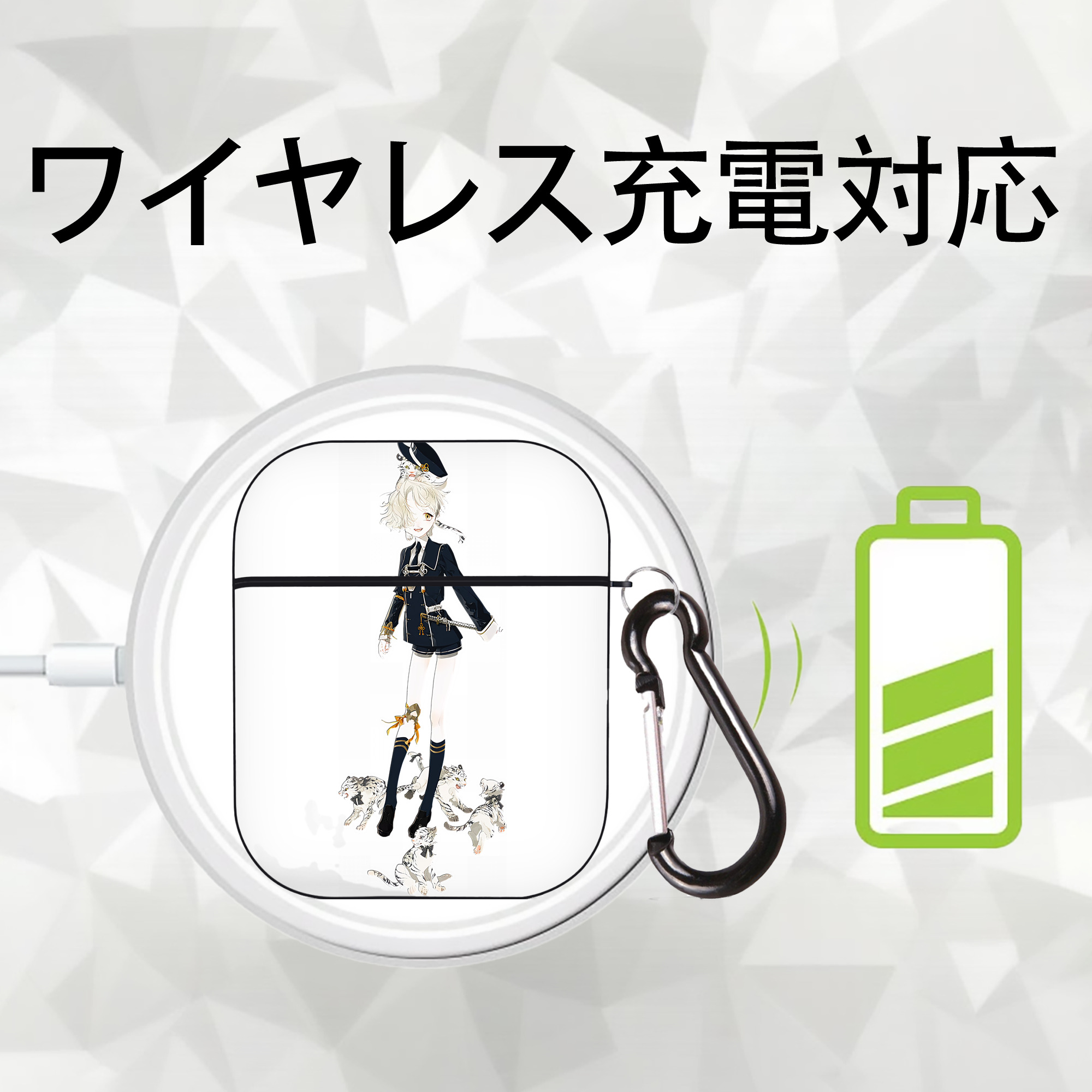 刀剣乱舞 Touken Ranbu AirPods 第2世代保護ケース ハードシェル ブラック 耐衝撃・防指紋・カラビナ付き