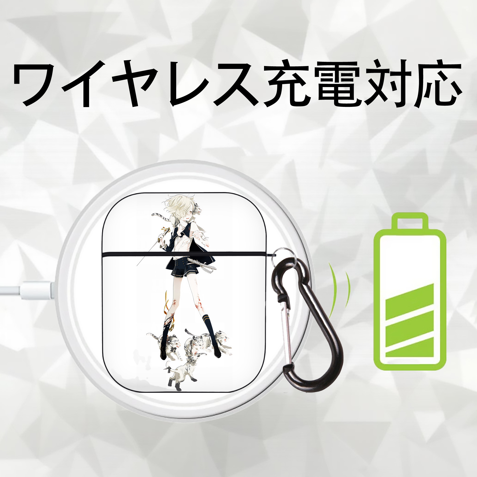 刀剣乱舞 Touken Ranbu AirPods 第2世代保護ケース ハードシェル ブラック 耐衝撃・防指紋・カラビナ付き