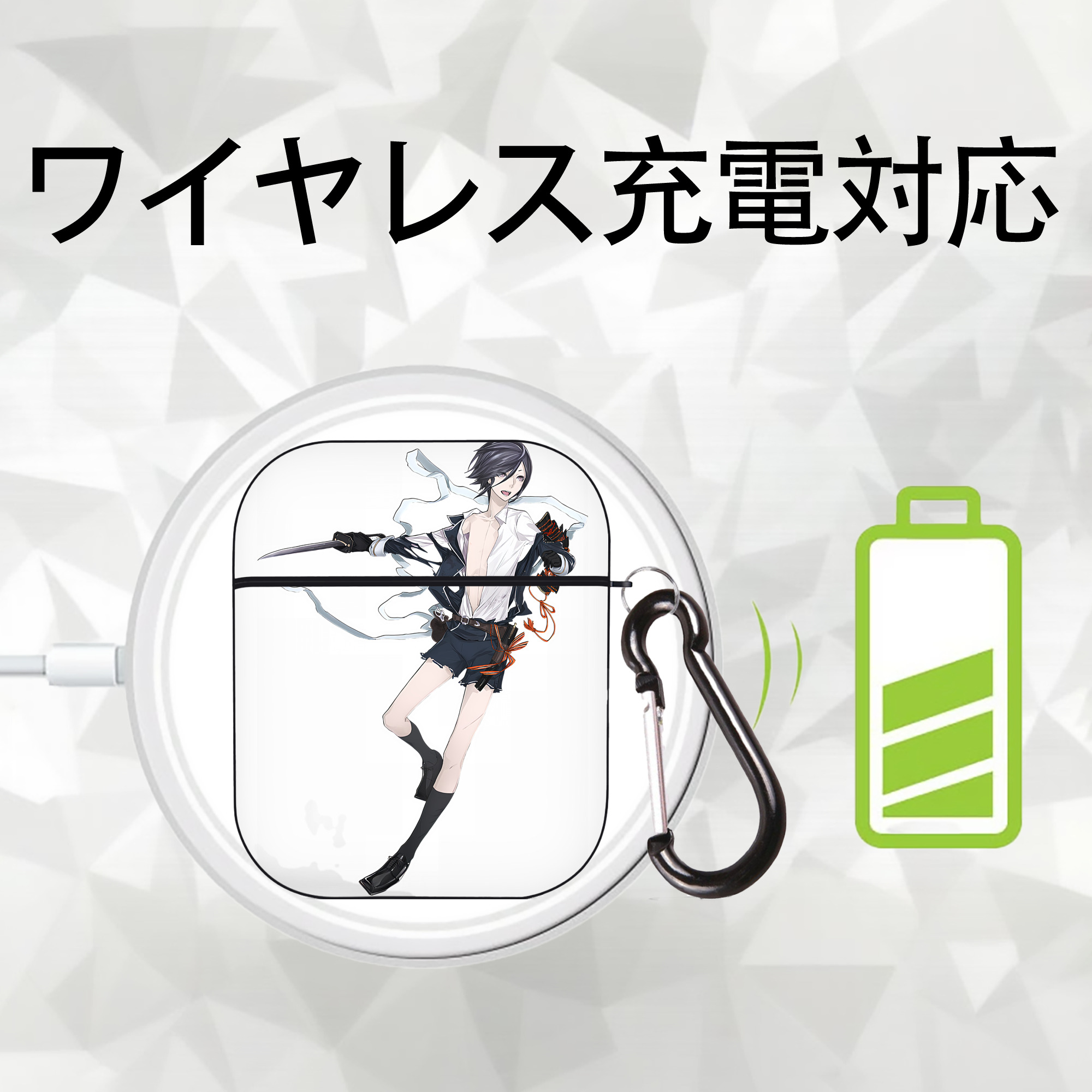 刀剣乱舞 Touken Ranbu AirPods 第2世代保護ケース ハードシェル ブラック 耐衝撃・防指紋・カラビナ付き