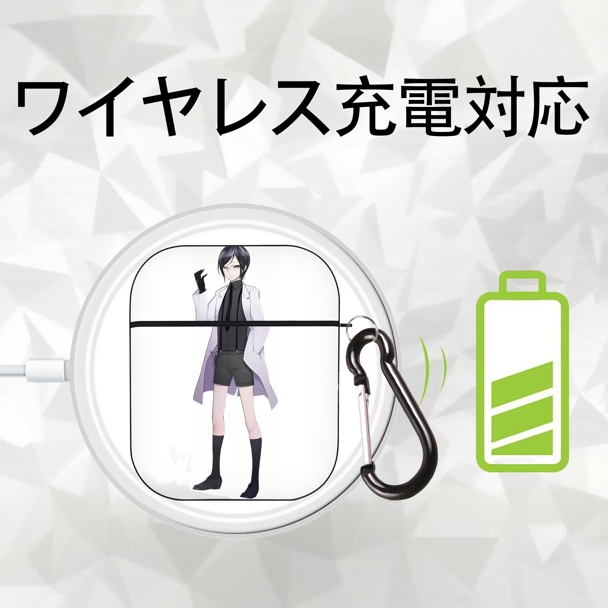刀剣乱舞 Touken Ranbu AirPods 第2世代保護ケース ハードシェル ブラック 耐衝撃・防指紋・カラビナ付き