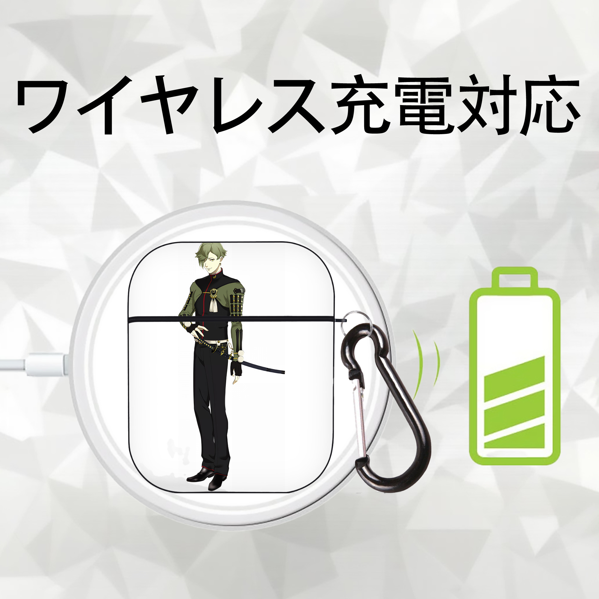 刀剣乱舞 Touken Ranbu AirPods 第2世代保護ケース ハードシェル ブラック 耐衝撃・防指紋・カラビナ付き