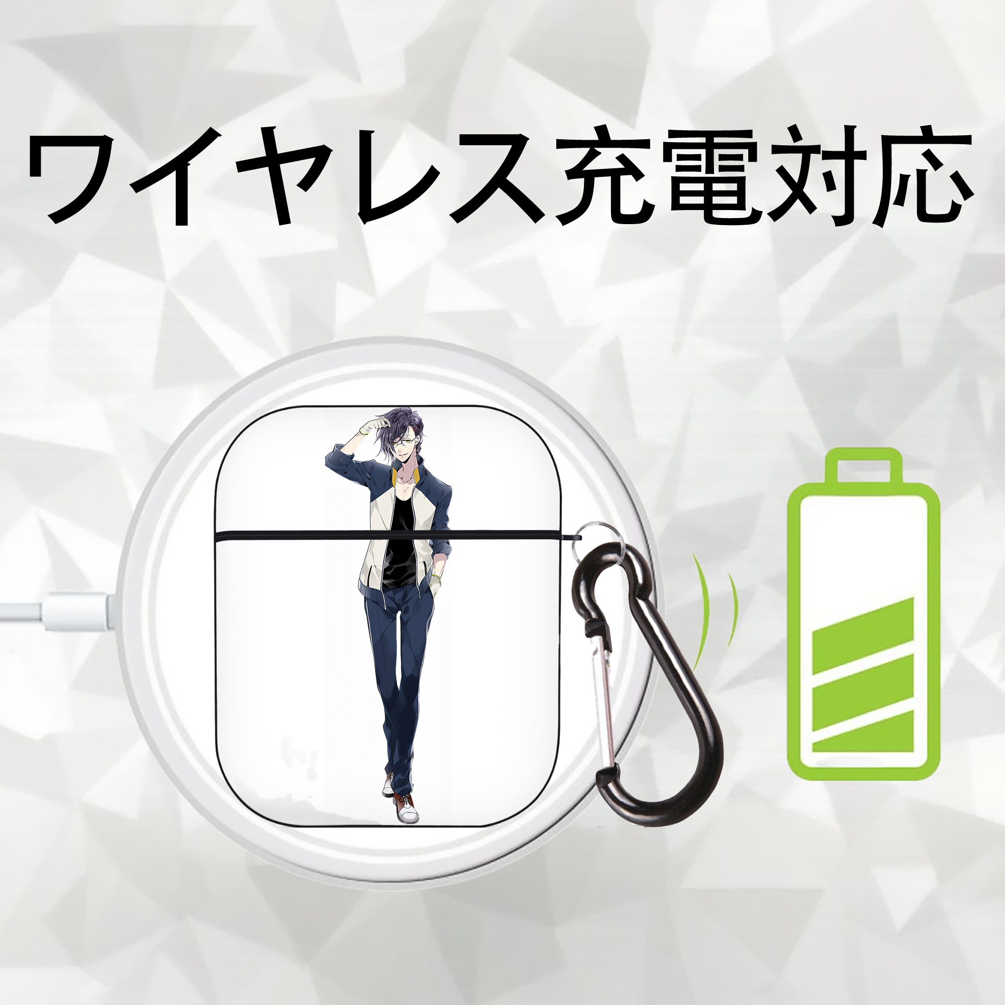 刀剣乱舞 Touken Ranbu AirPods 第2世代保護ケース ハードシェル ブラック 耐衝撃・防指紋・カラビナ付き