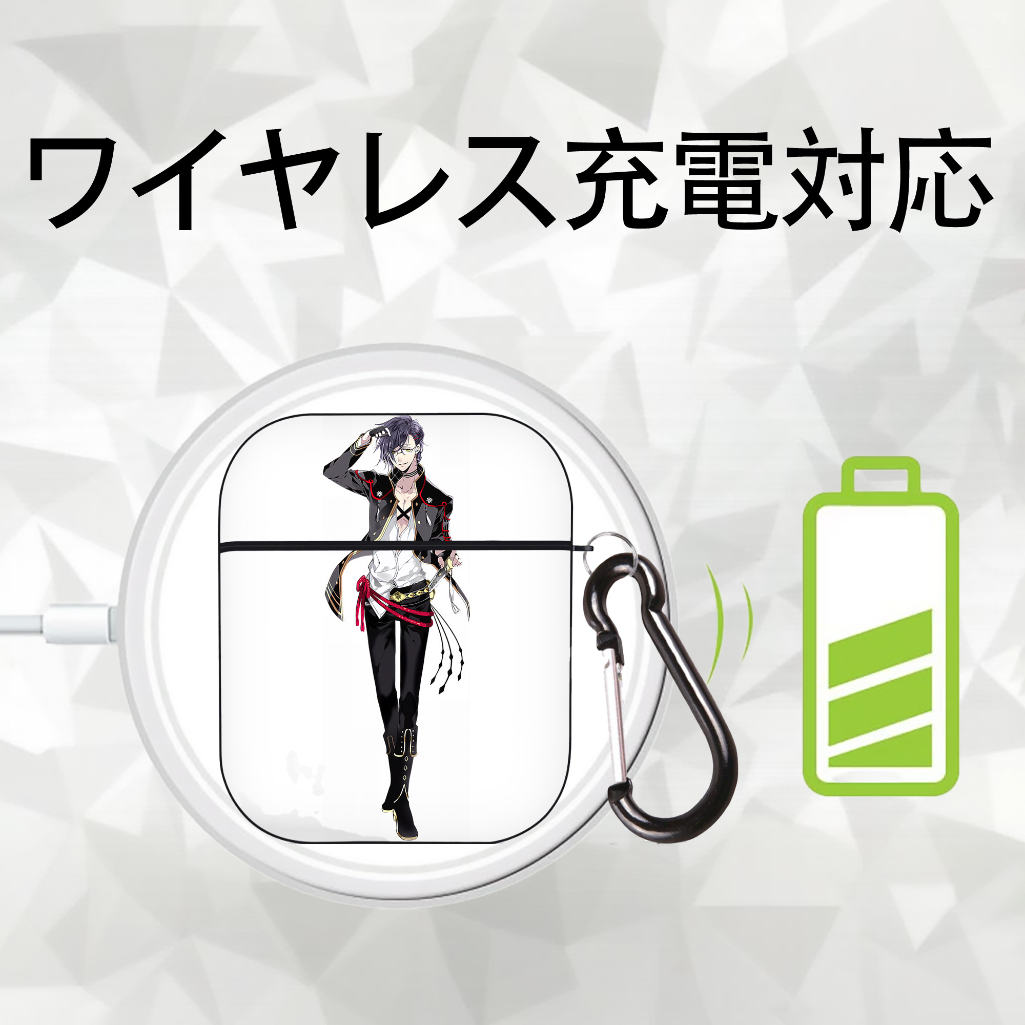 刀剣乱舞 Touken Ranbu AirPods 第2世代保護ケース ハードシェル ブラック 耐衝撃・防指紋・カラビナ付き