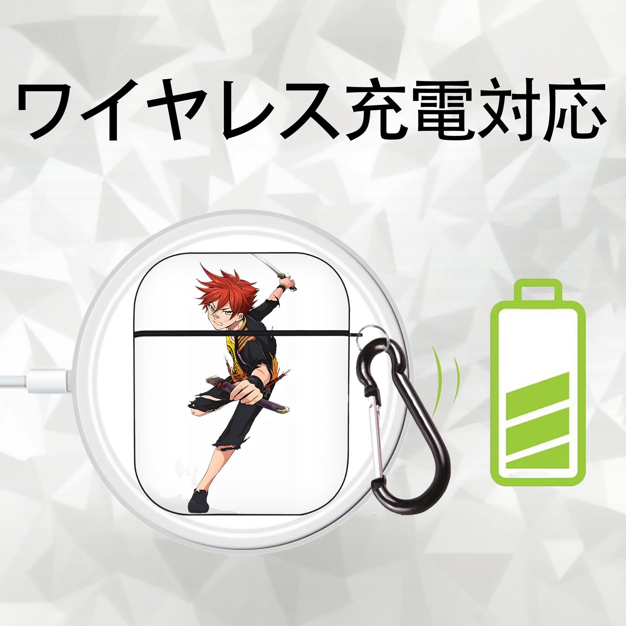 刀剣乱舞 Touken Ranbu AirPods 第2世代保護ケース ハードシェル ブラック 耐衝撃・防指紋・カラビナ付き