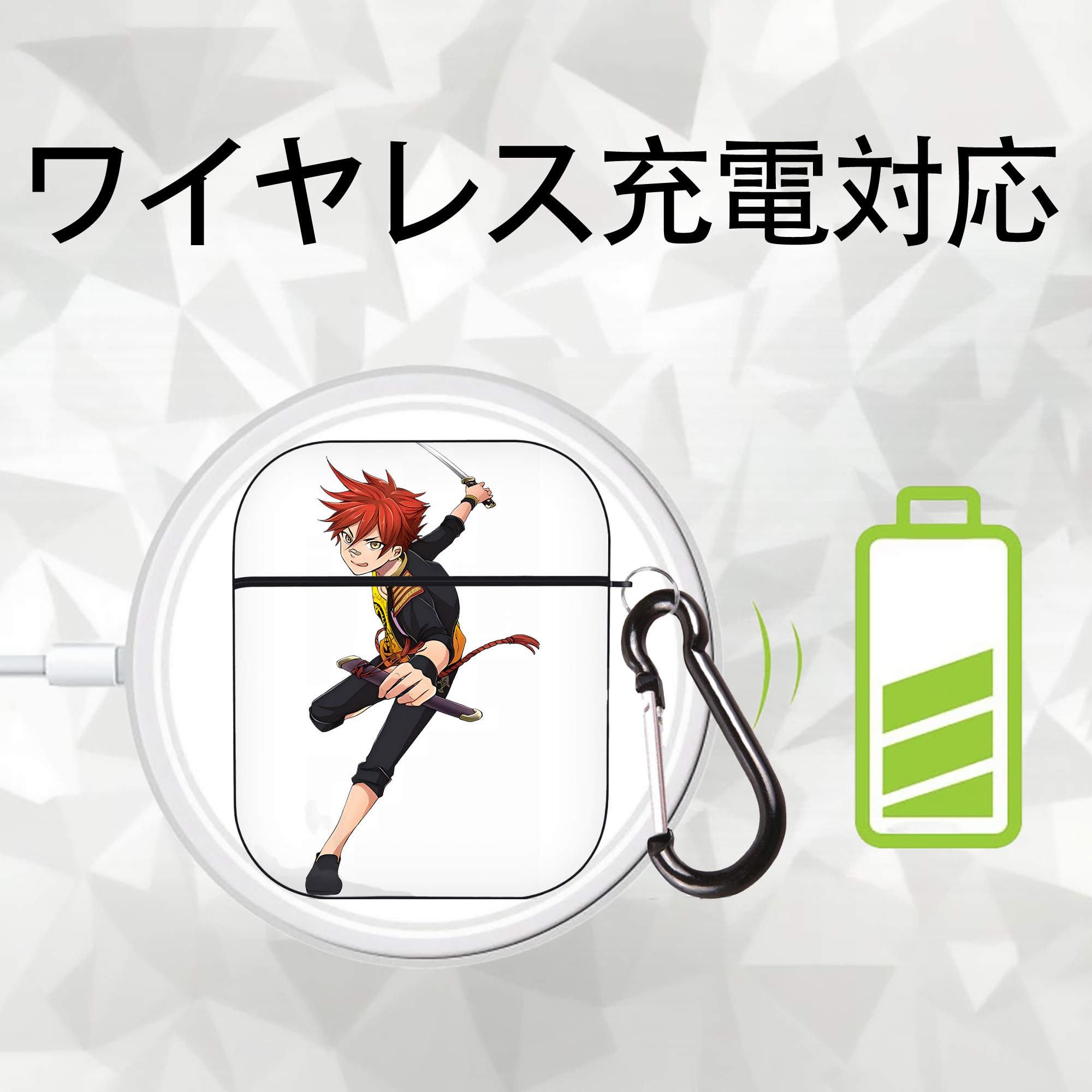 刀剣乱舞 Touken Ranbu AirPods 第2世代保護ケース ハードシェル ブラック 耐衝撃・防指紋・カラビナ付き