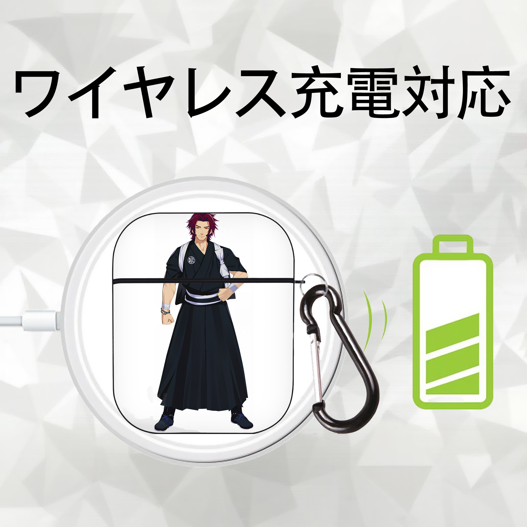 刀剣乱舞 Touken Ranbu AirPods 第2世代保護ケース ハードシェル ブラック 耐衝撃・防指紋・カラビナ付き