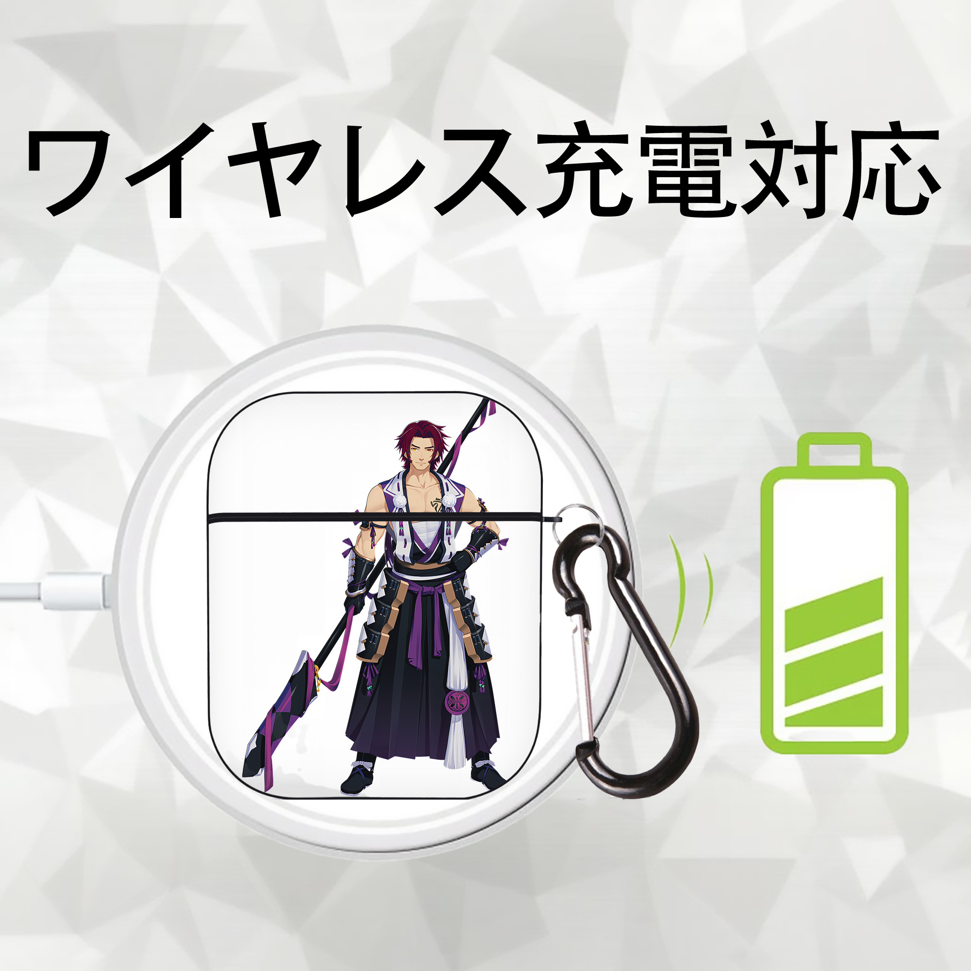 刀剣乱舞 Touken Ranbu AirPods 第2世代保護ケース ハードシェル ブラック 耐衝撃・防指紋・カラビナ付き