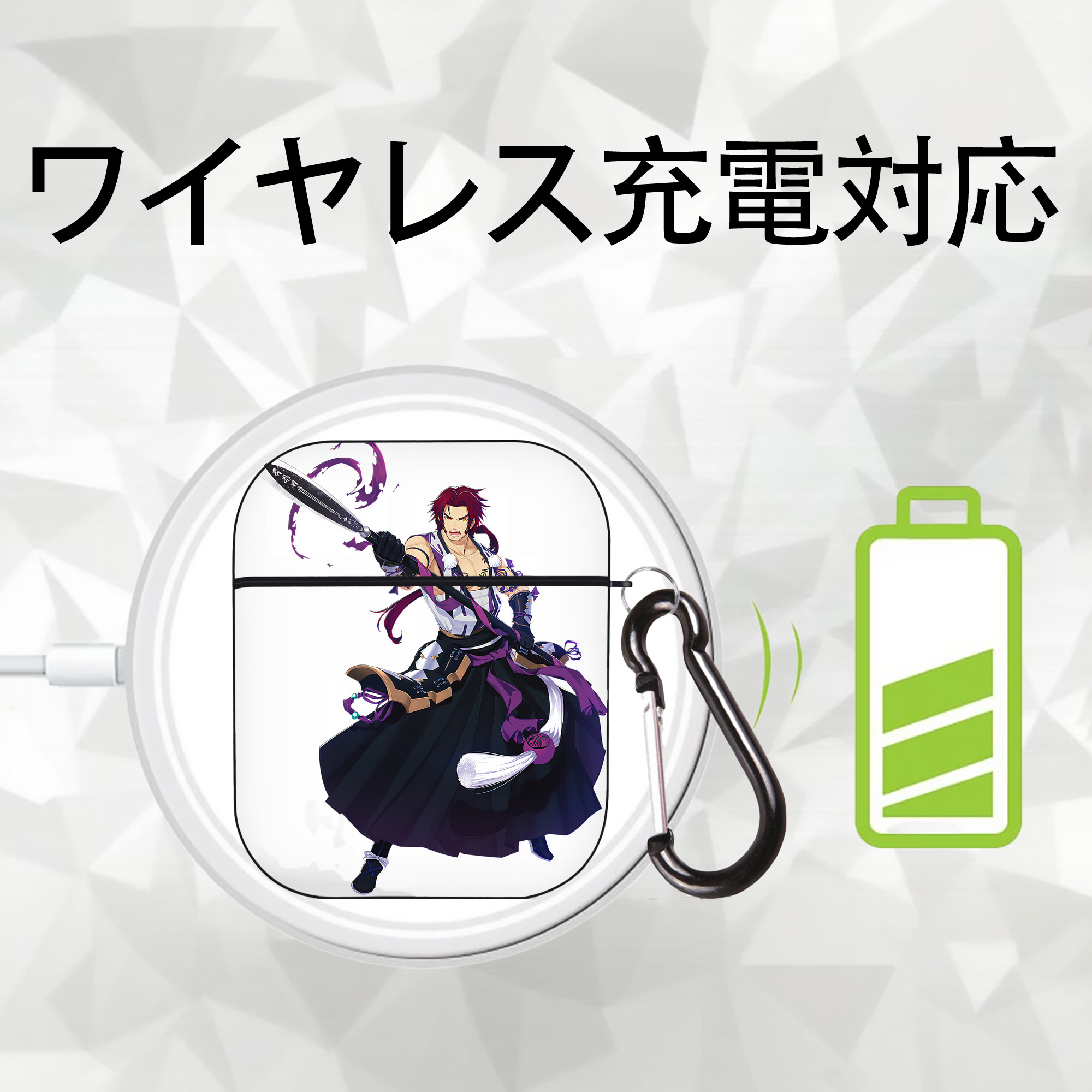 刀剣乱舞 Touken Ranbu AirPods 第2世代保護ケース ハードシェル ブラック 耐衝撃・防指紋・カラビナ付き