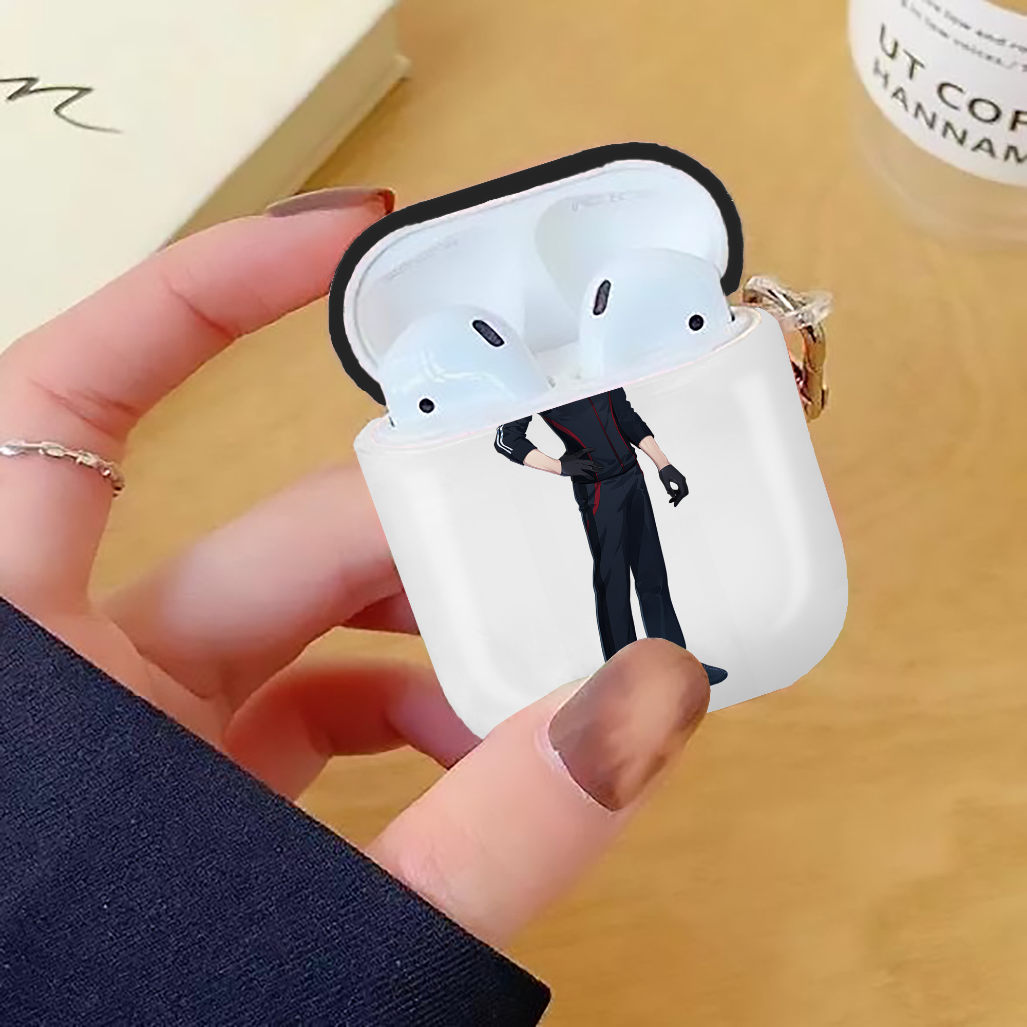 刀剣乱舞 Touken Ranbu AirPods 第2世代保護ケース ハードシェル ブラック 耐衝撃・防指紋・カラビナ付き