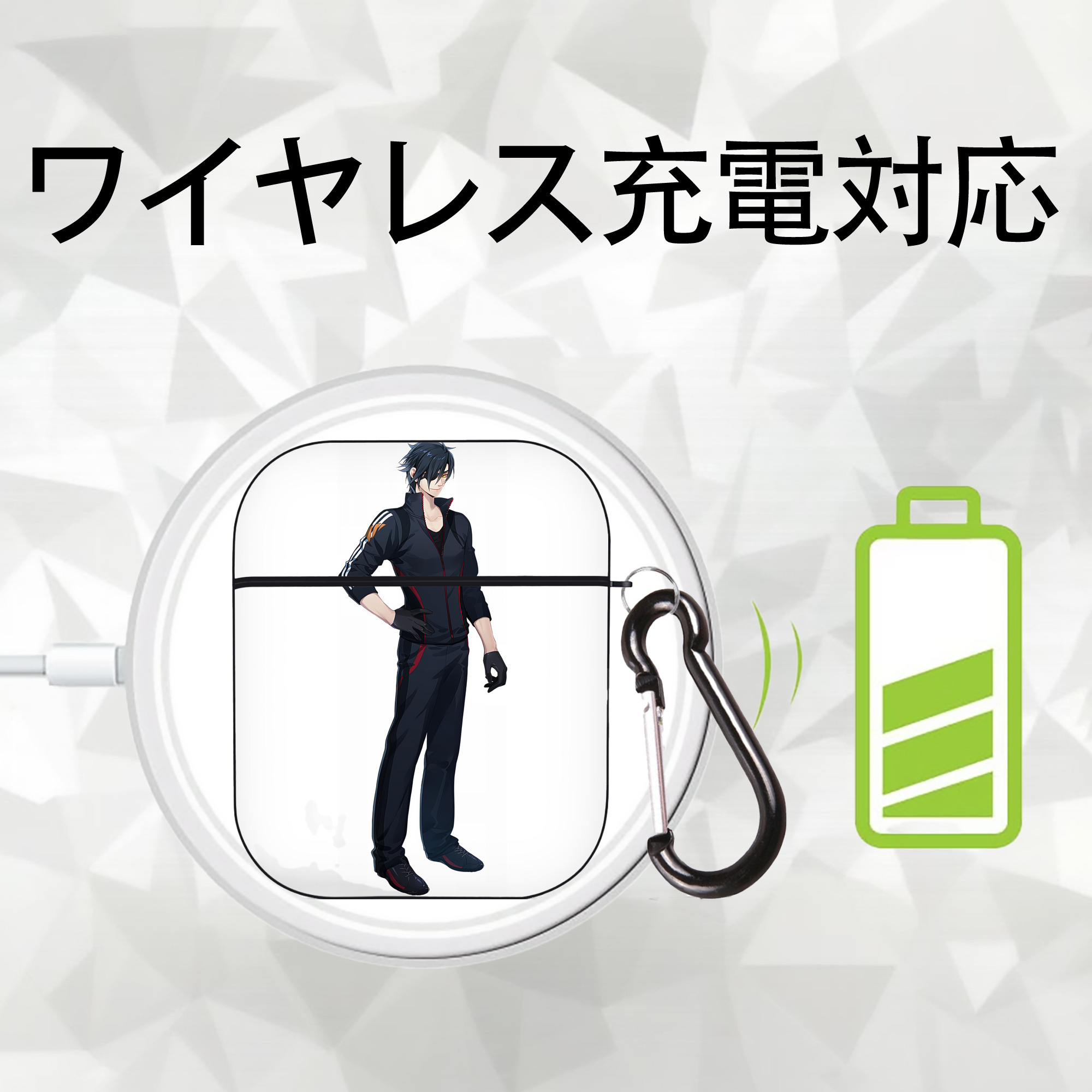 刀剣乱舞 Touken Ranbu AirPods 第2世代保護ケース ハードシェル ブラック 耐衝撃・防指紋・カラビナ付き