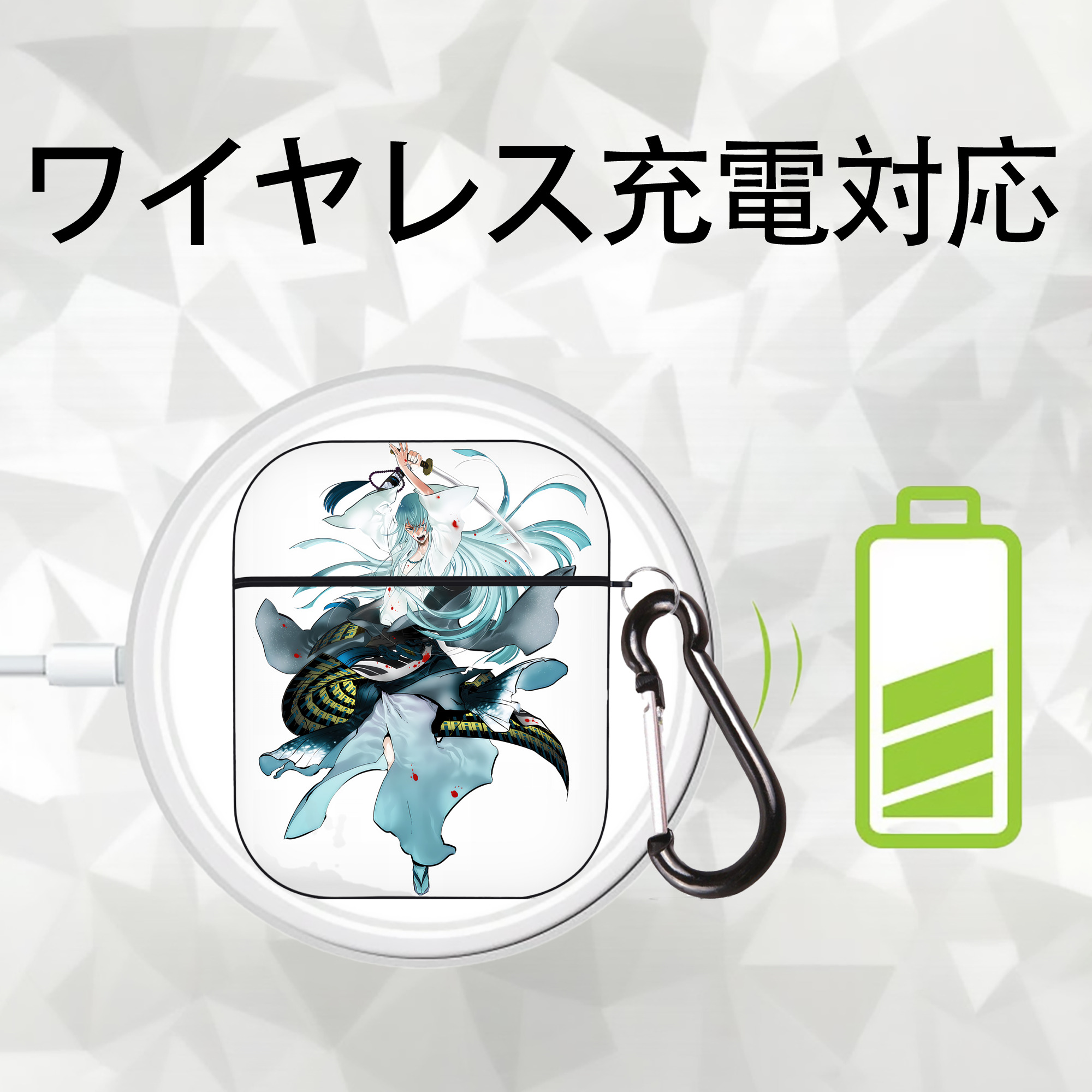 刀剣乱舞 Touken Ranbu AirPods 第2世代保護ケース ハードシェル ブラック 耐衝撃・防指紋・カラビナ付き