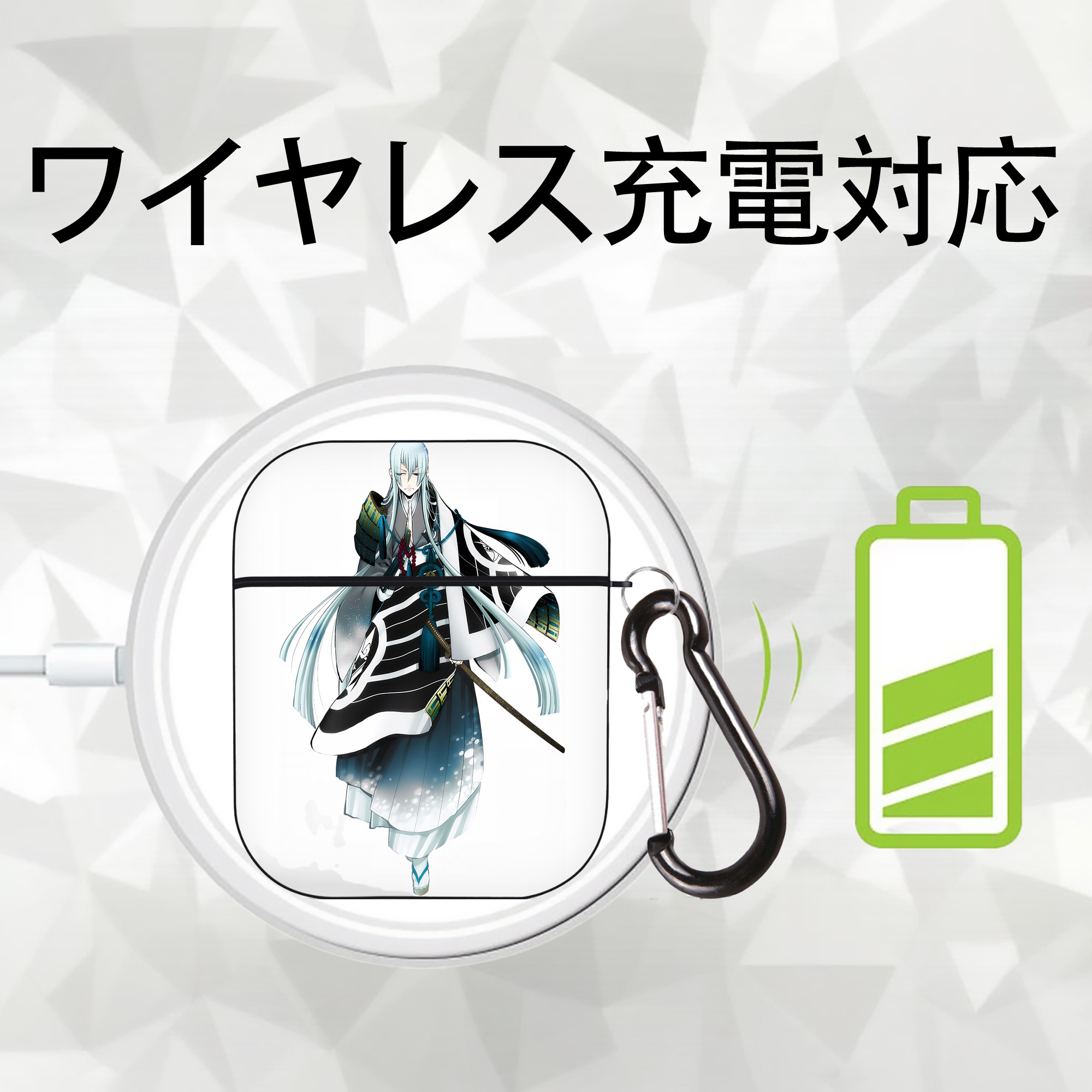 刀剣乱舞 Touken Ranbu AirPods 第2世代保護ケース ハードシェル ブラック 耐衝撃・防指紋・カラビナ付き