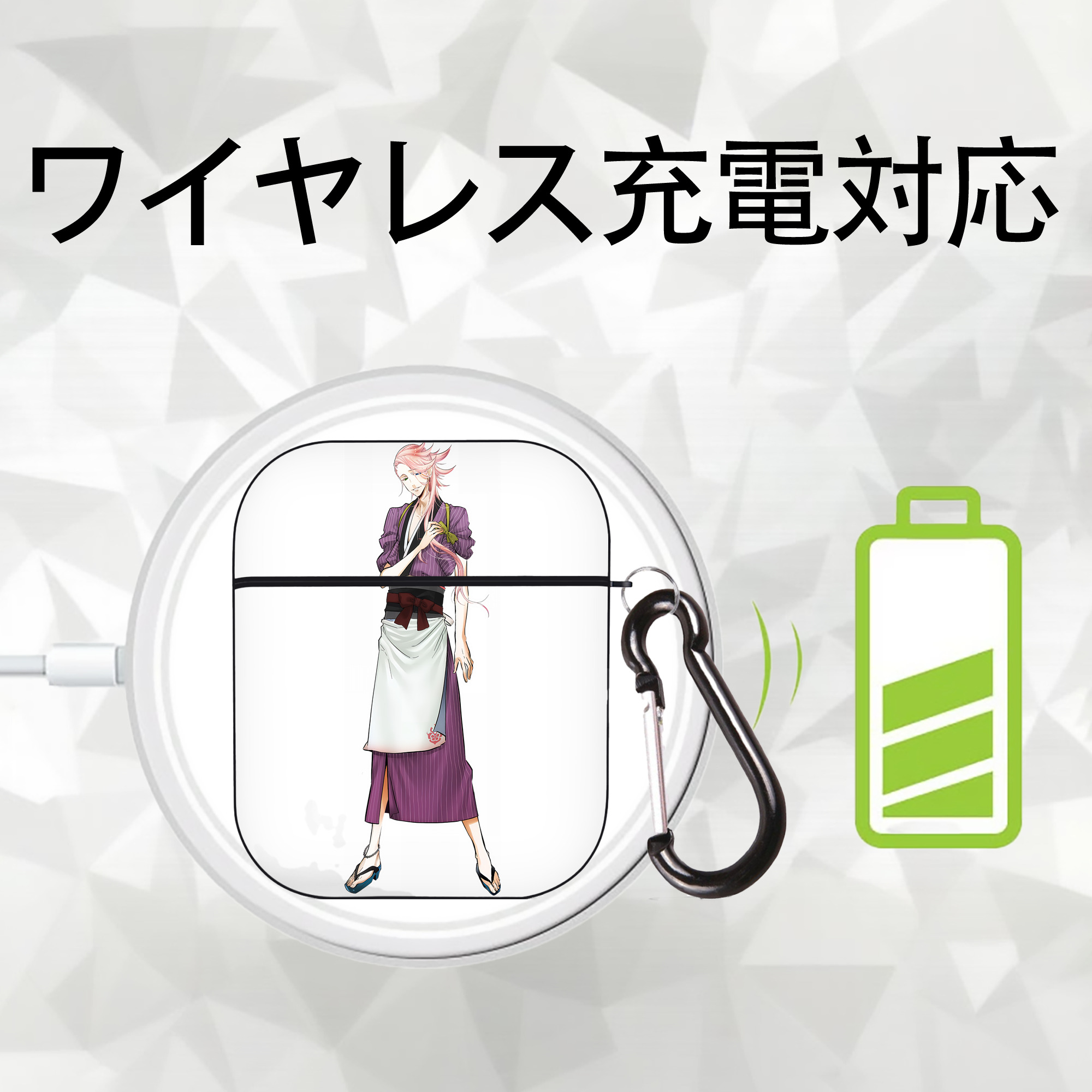 刀剣乱舞 Touken Ranbu AirPods 第2世代保護ケース ハードシェル ブラック 耐衝撃・防指紋・カラビナ付き