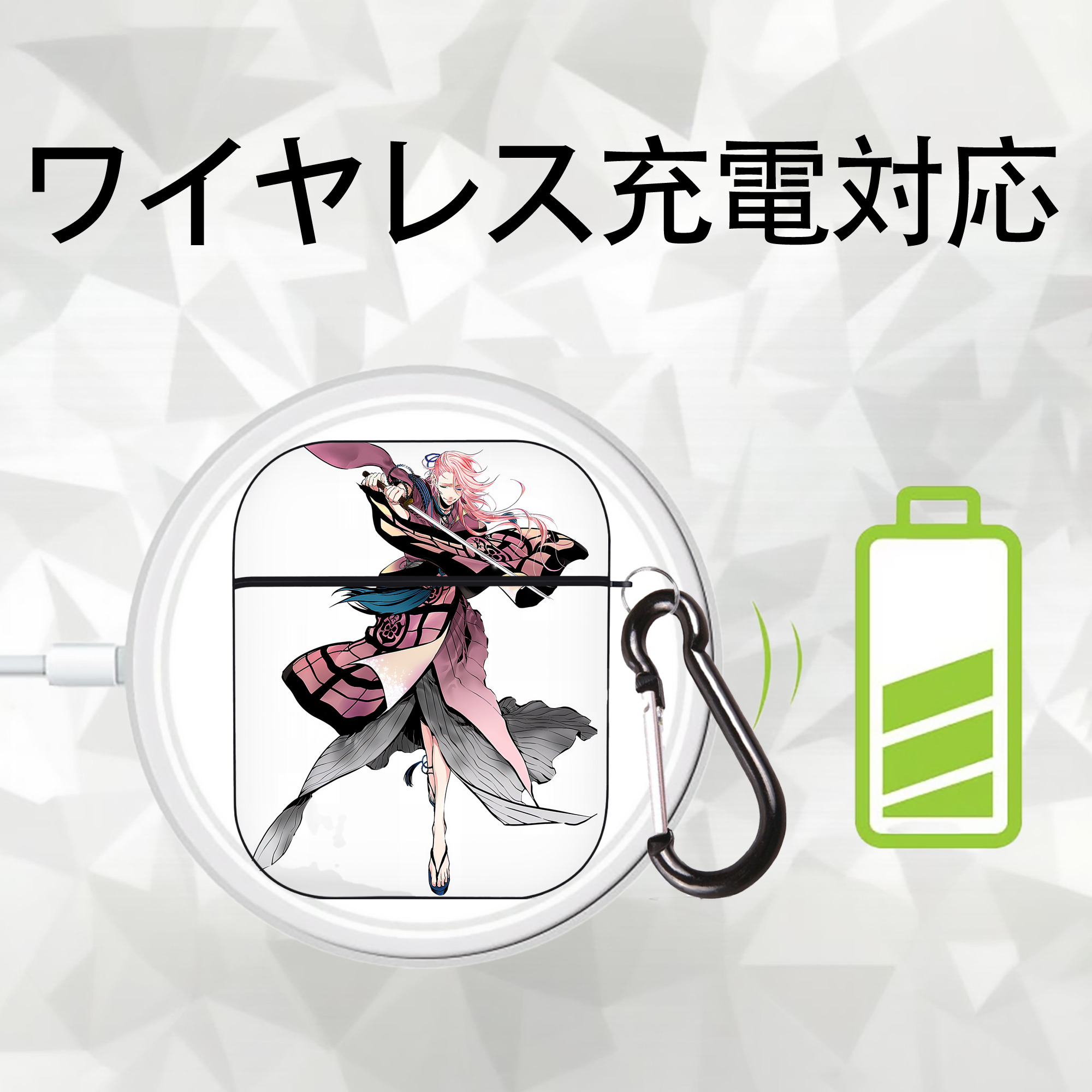 刀剣乱舞 Touken Ranbu AirPods 第2世代保護ケース ハードシェル ブラック 耐衝撃・防指紋・カラビナ付き