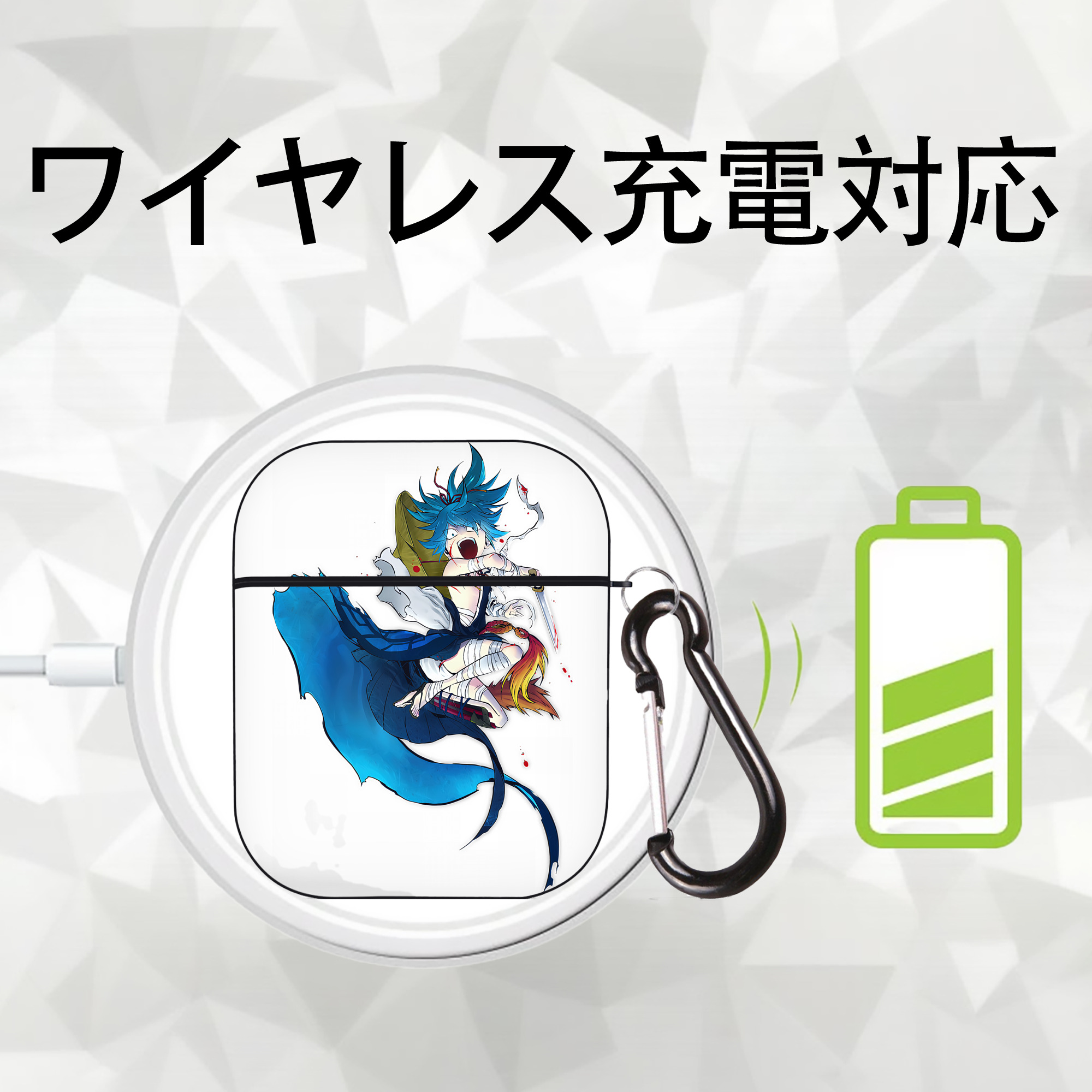 刀剣乱舞 Touken Ranbu AirPods 第2世代保護ケース ハードシェル ブラック 耐衝撃・防指紋・カラビナ付き