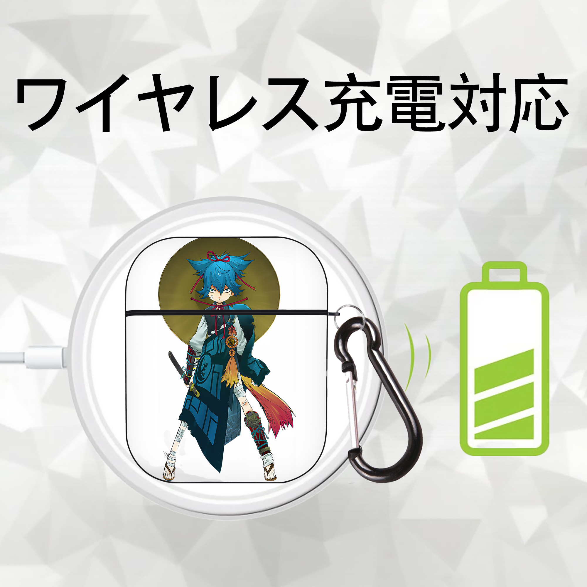 刀剣乱舞 Touken Ranbu AirPods 第2世代保護ケース ハードシェル ブラック 耐衝撃・防指紋・カラビナ付き