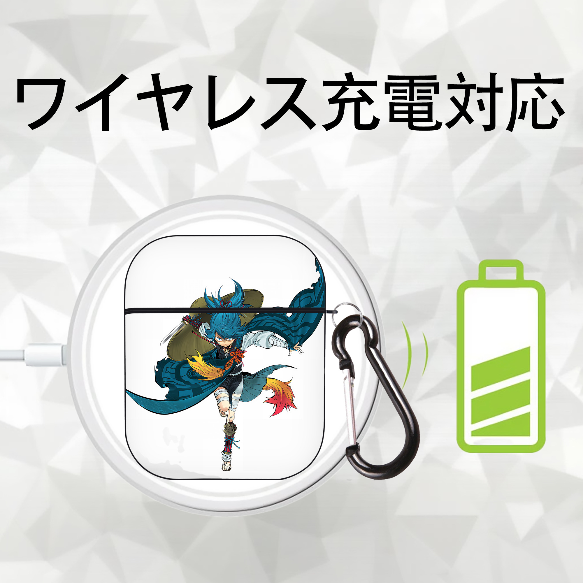 刀剣乱舞 Touken Ranbu AirPods 第2世代保護ケース ハードシェル ブラック 耐衝撃・防指紋・カラビナ付き