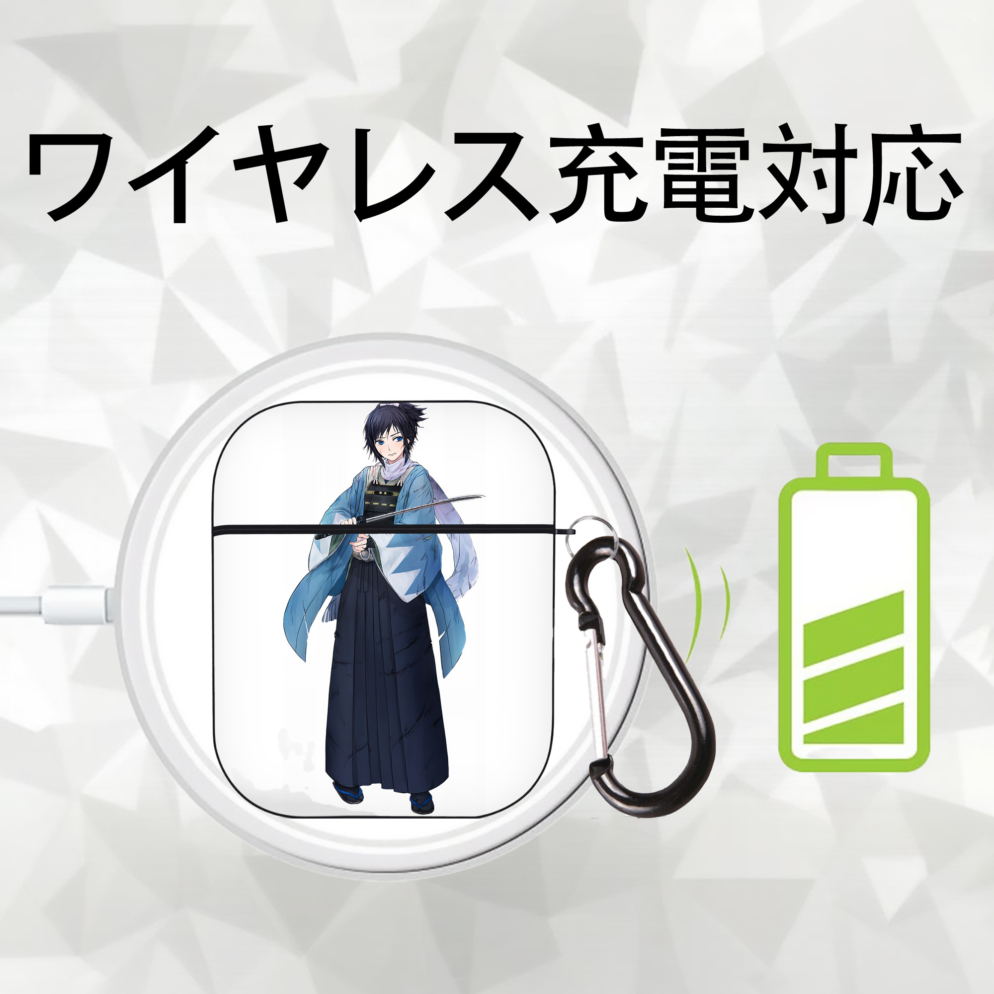 刀剣乱舞 Touken Ranbu AirPods 第2世代保護ケース ハードシェル ブラック 耐衝撃・防指紋・カラビナ付き