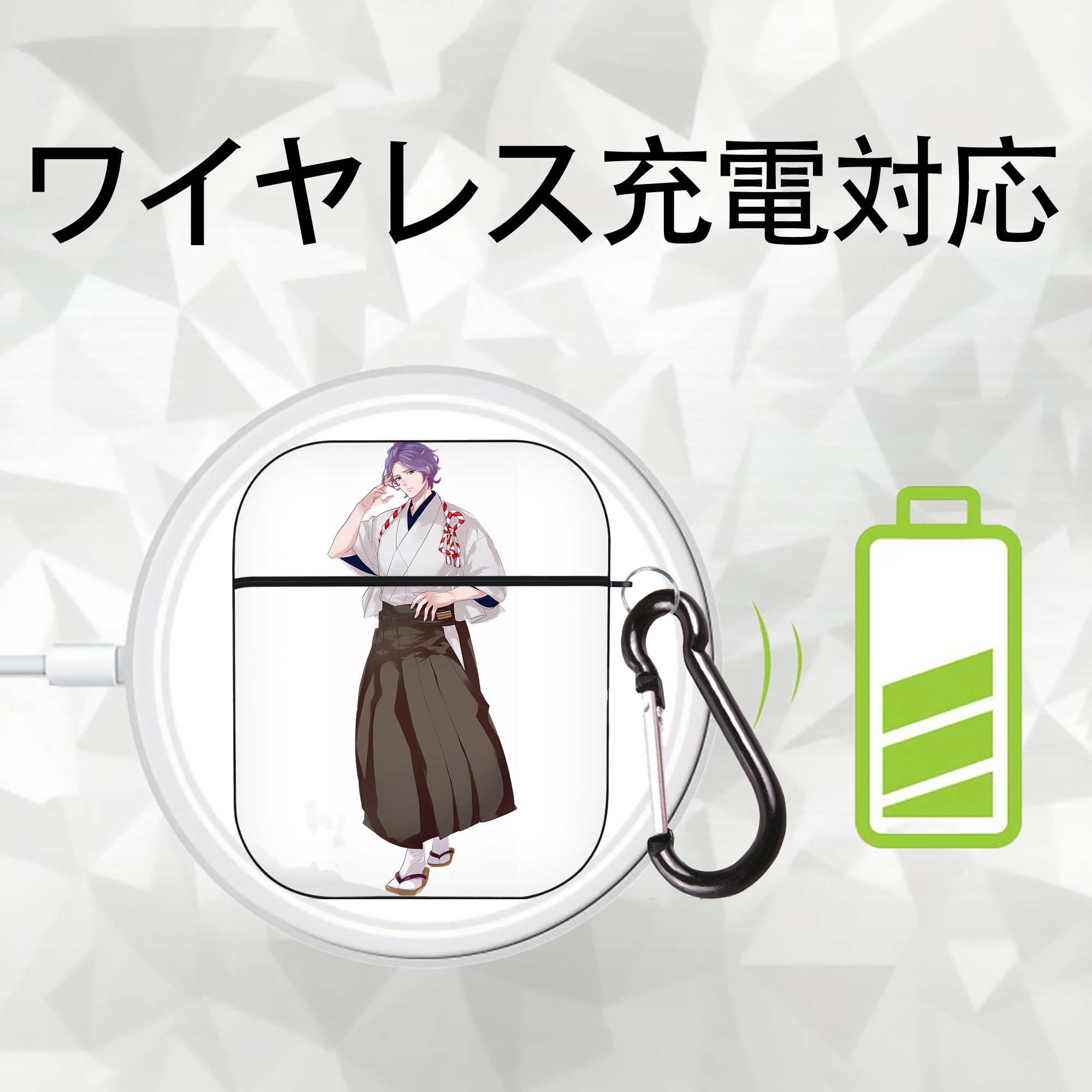 刀剣乱舞 Touken Ranbu AirPods 第2世代保護ケース ハードシェル ブラック 耐衝撃・防指紋・カラビナ付き