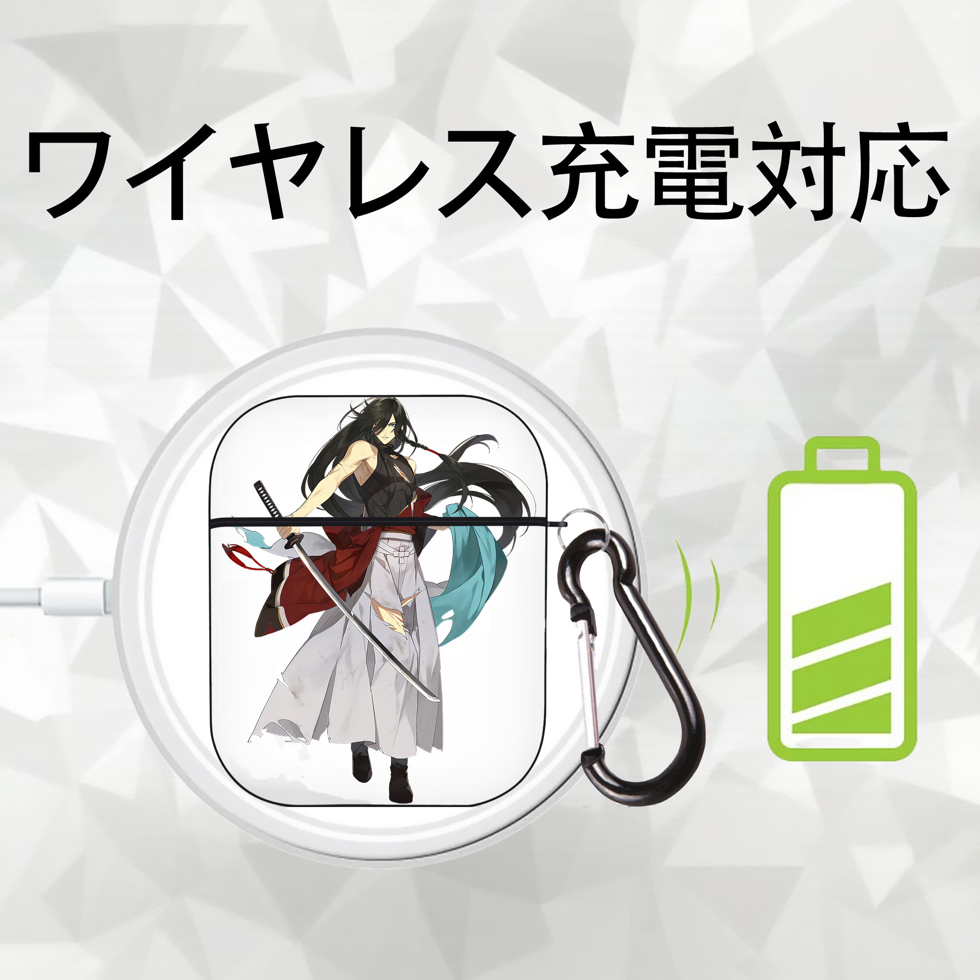 刀剣乱舞 Touken Ranbu AirPods 第2世代保護ケース ハードシェル ブラック 耐衝撃・防指紋・カラビナ付き
