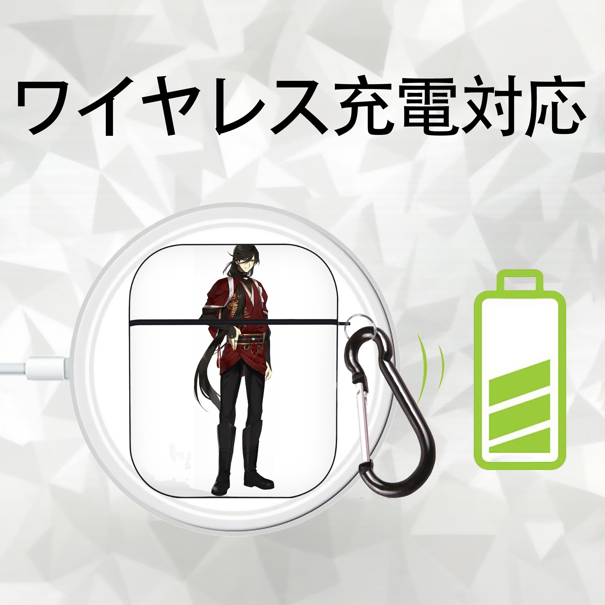 刀剣乱舞 Touken Ranbu AirPods 第2世代保護ケース ハードシェル ブラック 耐衝撃・防指紋・カラビナ付き