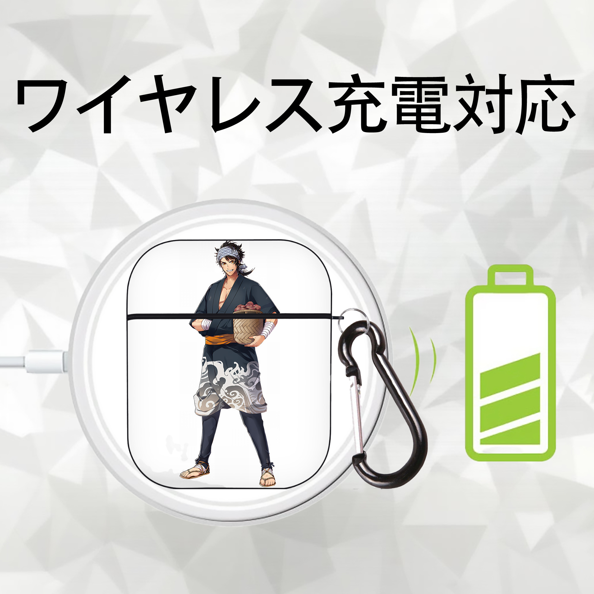 刀剣乱舞 Touken Ranbu AirPods 第2世代保護ケース ハードシェル ブラック 耐衝撃・防指紋・カラビナ付き