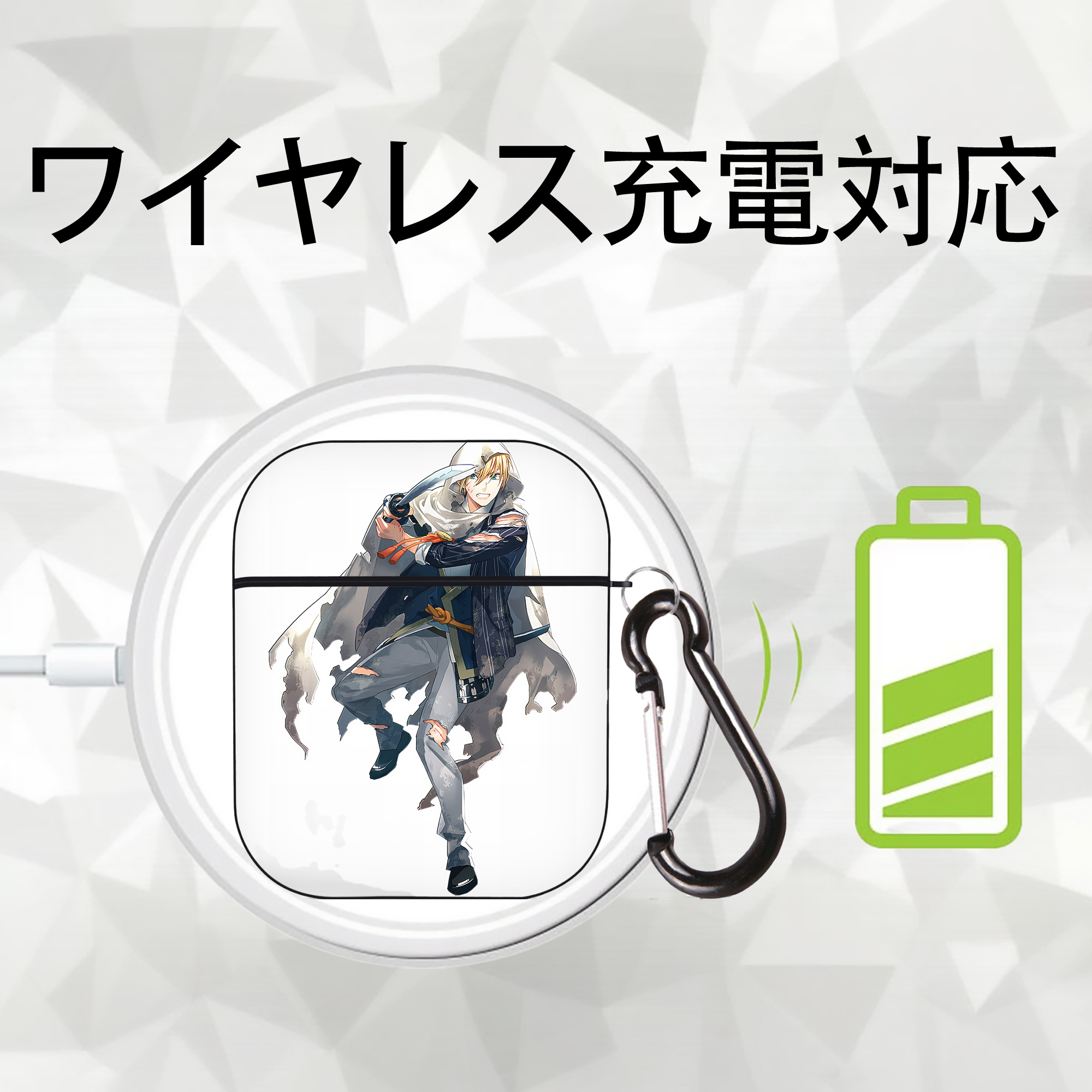 刀剣乱舞 Touken Ranbu AirPods 第2世代保護ケース ハードシェル ブラック 耐衝撃・防指紋・カラビナ付き