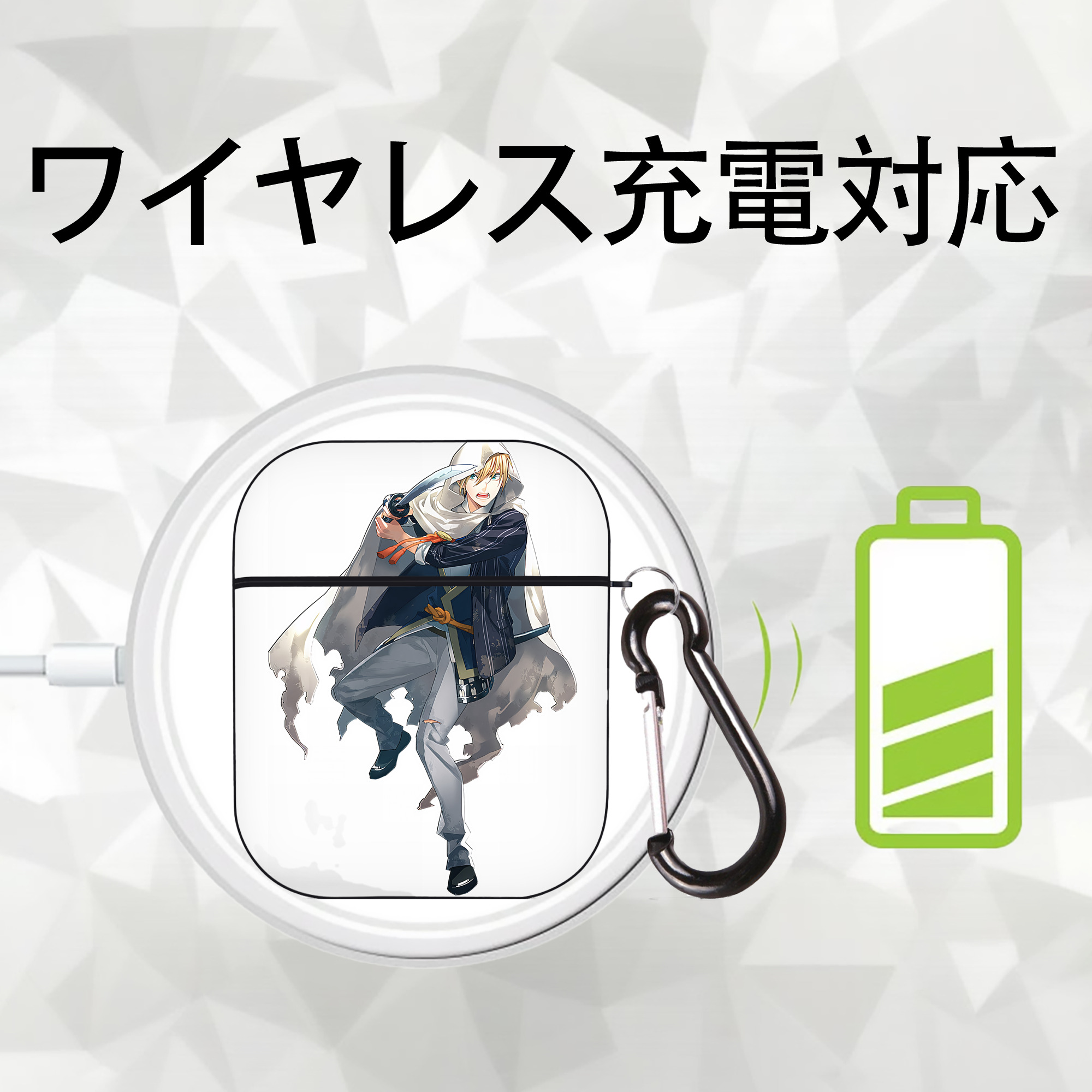 刀剣乱舞 Touken Ranbu AirPods 第2世代保護ケース ハードシェル ブラック 耐衝撃・防指紋・カラビナ付き