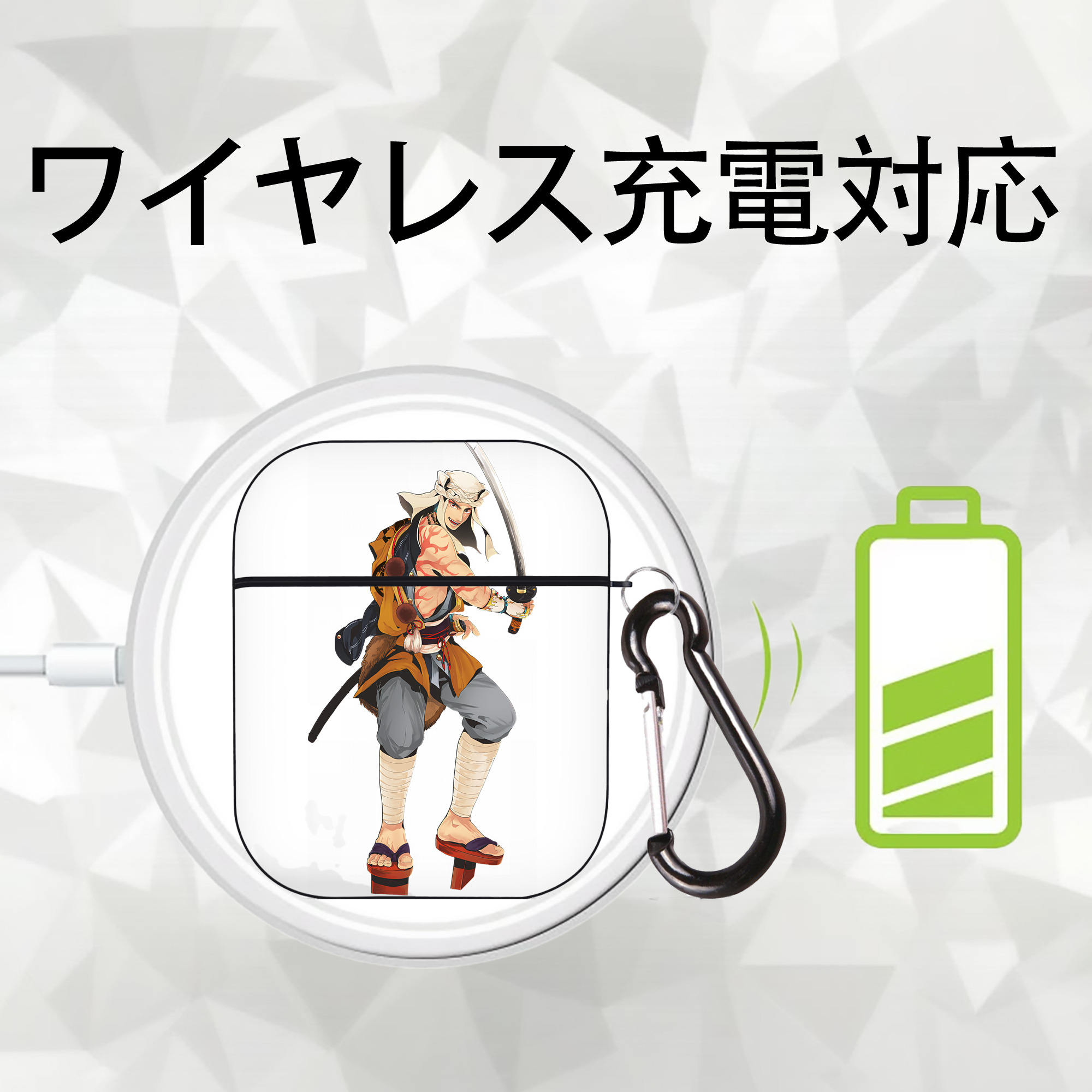 刀剣乱舞 Touken Ranbu AirPods 第2世代保護ケース ハードシェル ブラック 耐衝撃・防指紋・カラビナ付き