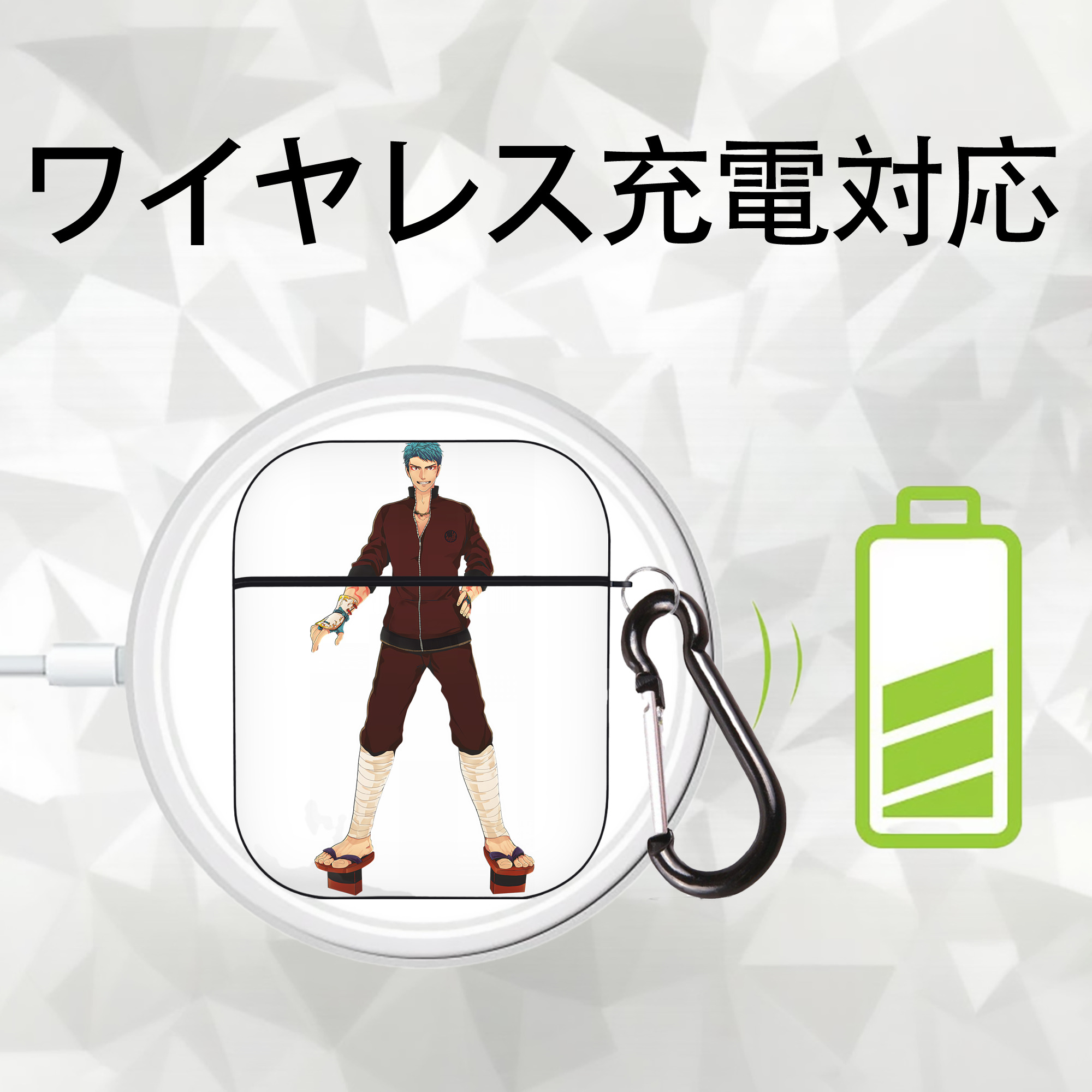 刀剣乱舞 Touken Ranbu AirPods 第2世代保護ケース ハードシェル ブラック 耐衝撃・防指紋・カラビナ付き